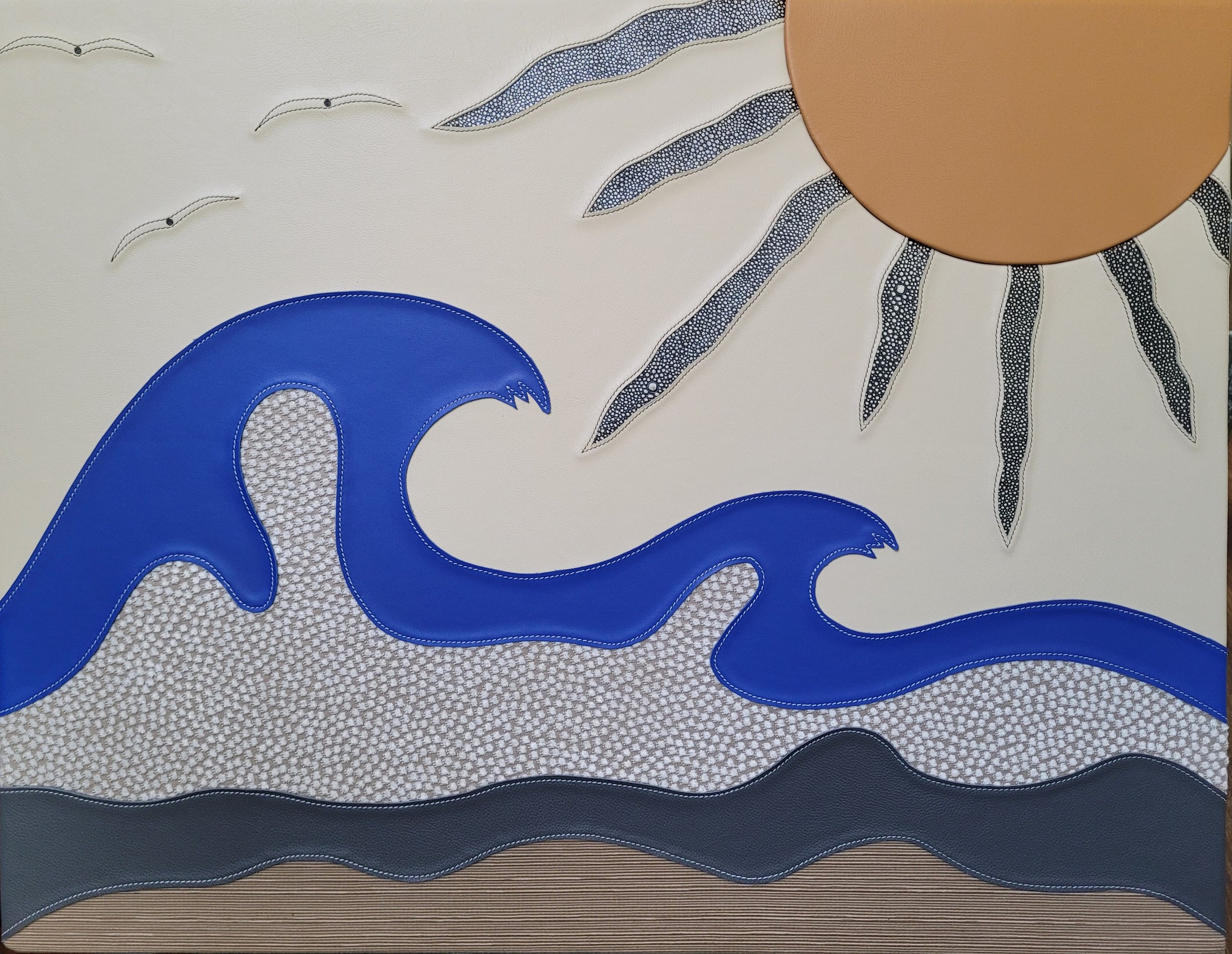 L.Heibron_Life's A Beach_leather_24×31_$650.jpg