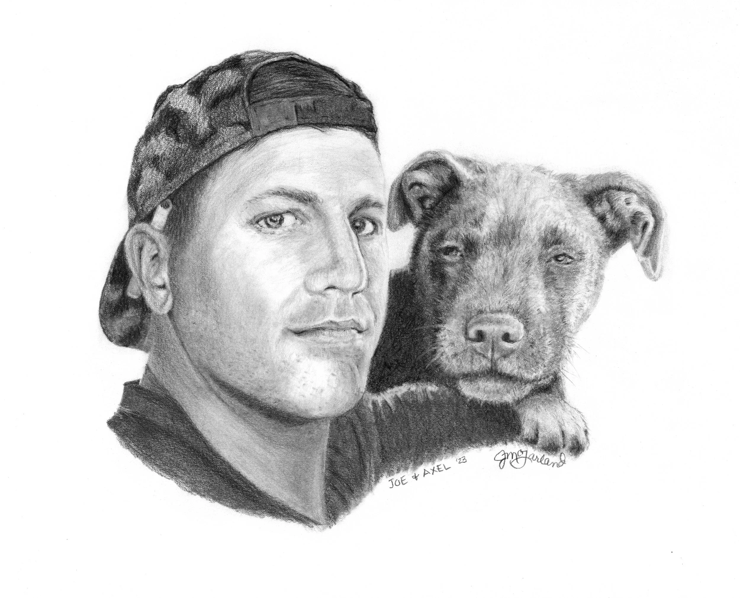 "Joe and Axel" - 2023 Graphite Pencil on Strathmore Drawing Paper - Memorial