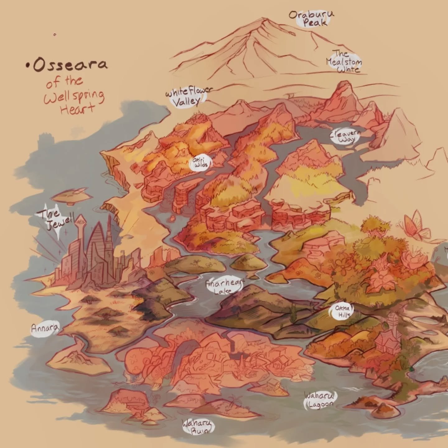 I have something different for you all this week! ✨️👀 This is a fantasy map concept that I have been working on for the past little while. Although, not quite complete, I wanted to show my progress on developing this particular painting style.
I h