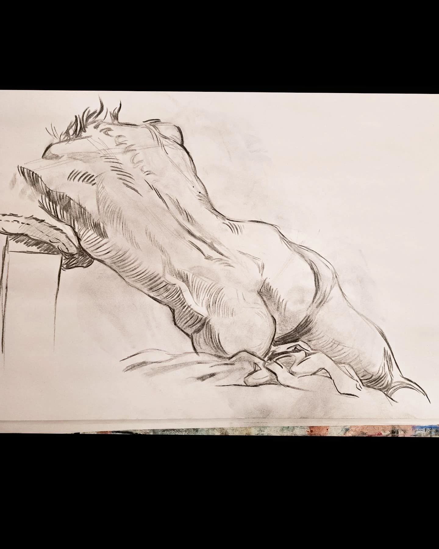 Life drawing sesh from a few weeks back! I challenged myself to use charcoal sticks instead of my usual favorite conte set! π As always with trying a new medium, I found that the charcoal sticks made me think differently about the types of marks I w