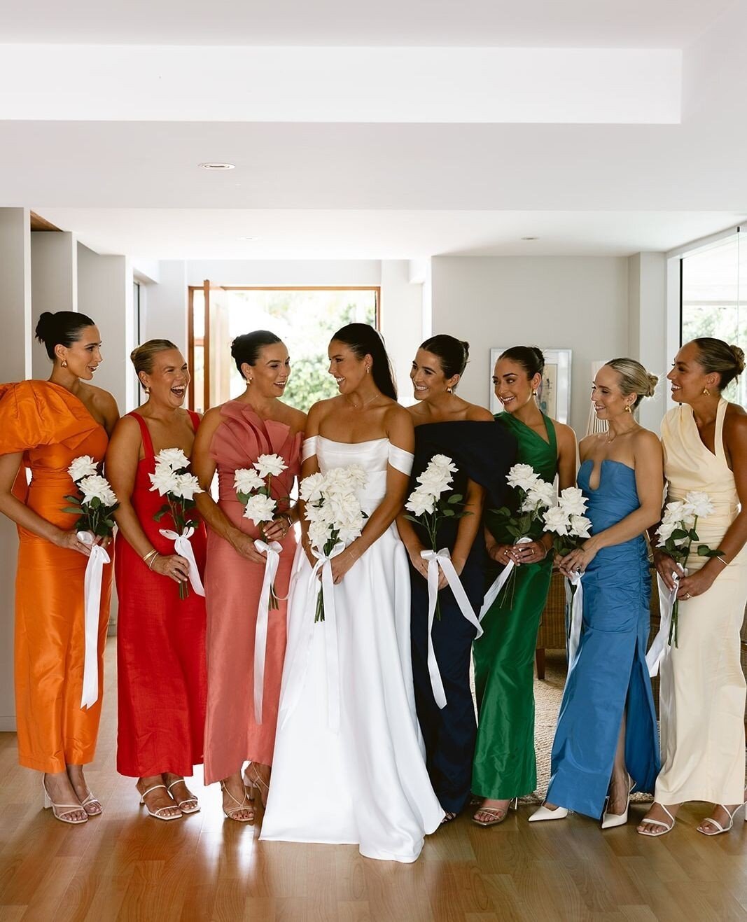 We LOVE seeing bridesmaids in different dresses and colours to suit their personal style ✨⁠
⁠
Photographer: @luminousmoments_⁠
Florist: @mapleflowersdecor⁠
Planner &amp; Stylist: @lovebirdweddings ⁠
Hair: @foxslanestyling ⁠
Makeup: @melissachristiema