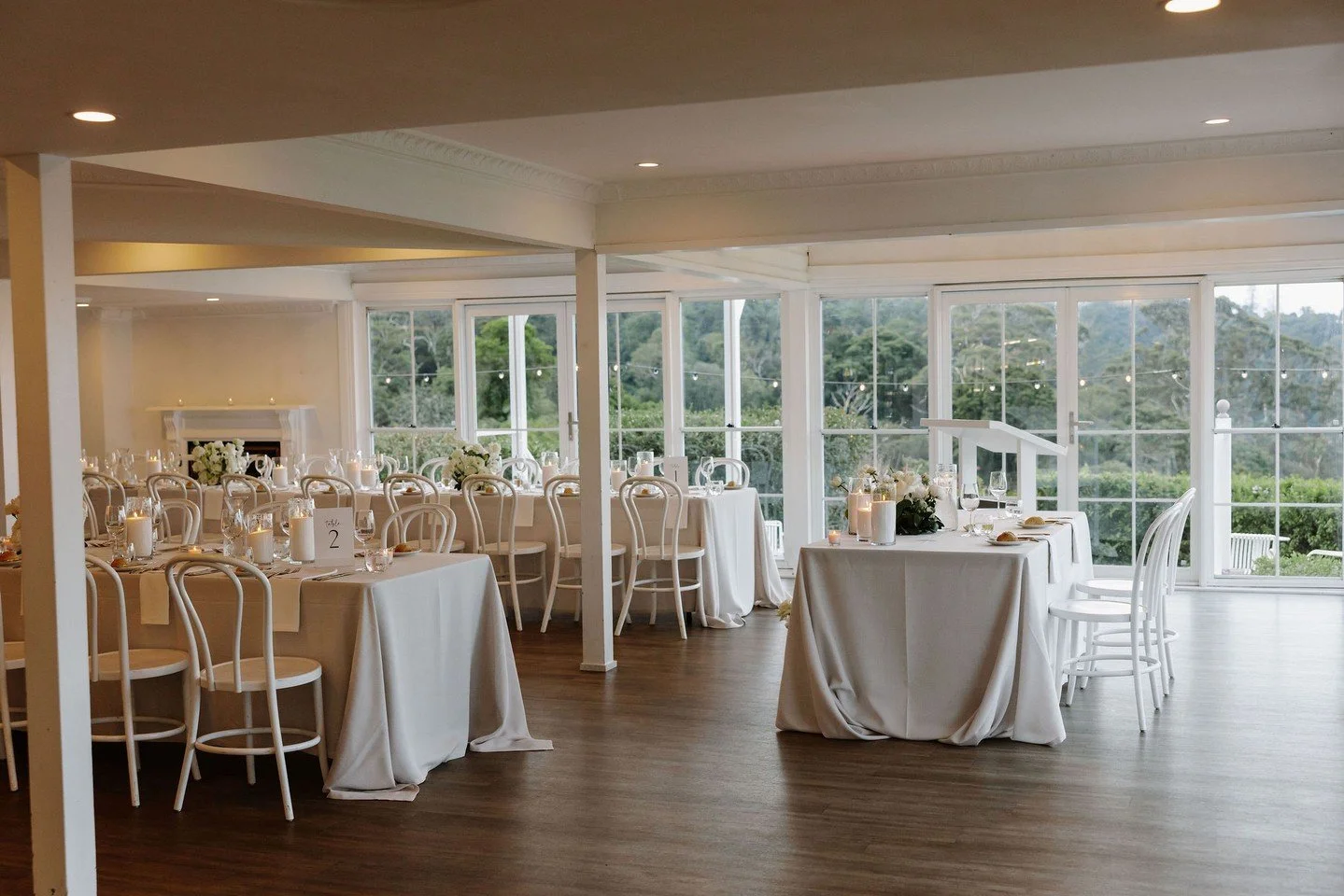 Sit down reception dining inside Maleny Manor, featuring neutrals with a touch of gold | Sarah &amp; Nathan⁠
⁠
Styling, Signage &amp; Stationery: @lovebirdweddings⁠
Venue: @malenymanor⁠
Florals: @mondofloraldesigns⁠
Photography: @aleishaedwardsweddin