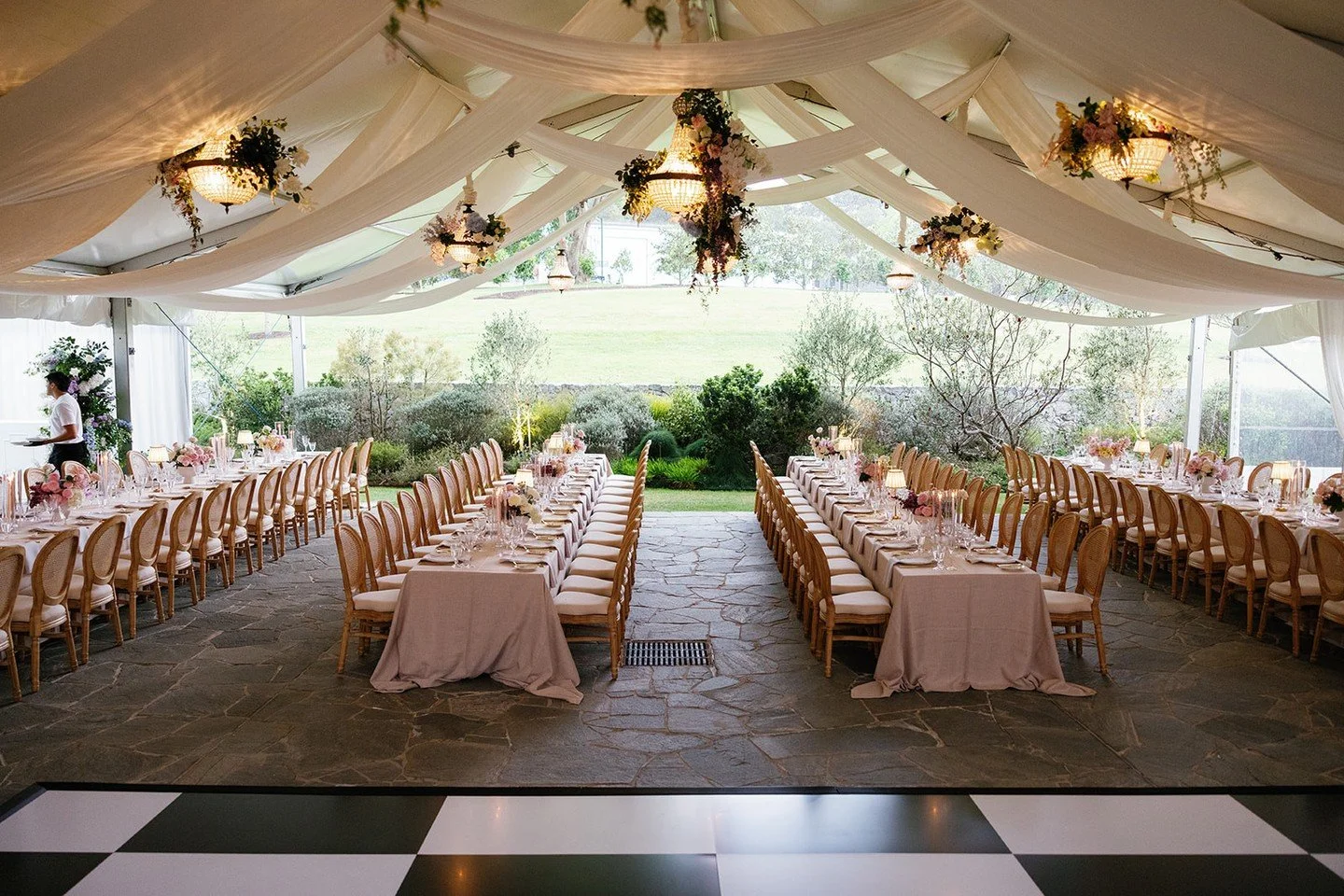 Beneath the marquee, a love story took centre stage for K&amp;L💐⁠
⁠
Planning, Styling &amp; Stationery: @lovebirdweddings⁠
Florals: @mondofloraldesigns⁠
Venue: Private Property⁠
Photography: @cassandraladru⁠
Film: @gaboski⁠
Catering: @the_ohana_grou
