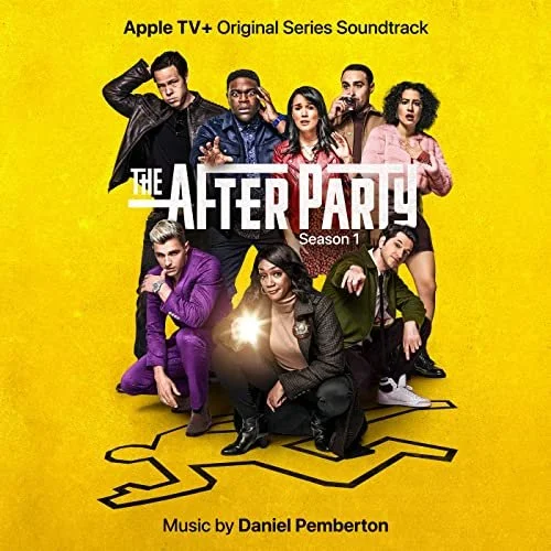 Promotional poster for the TV series 'The After Party' Season 1 featuring a group of diverse young adults on a yellow background.