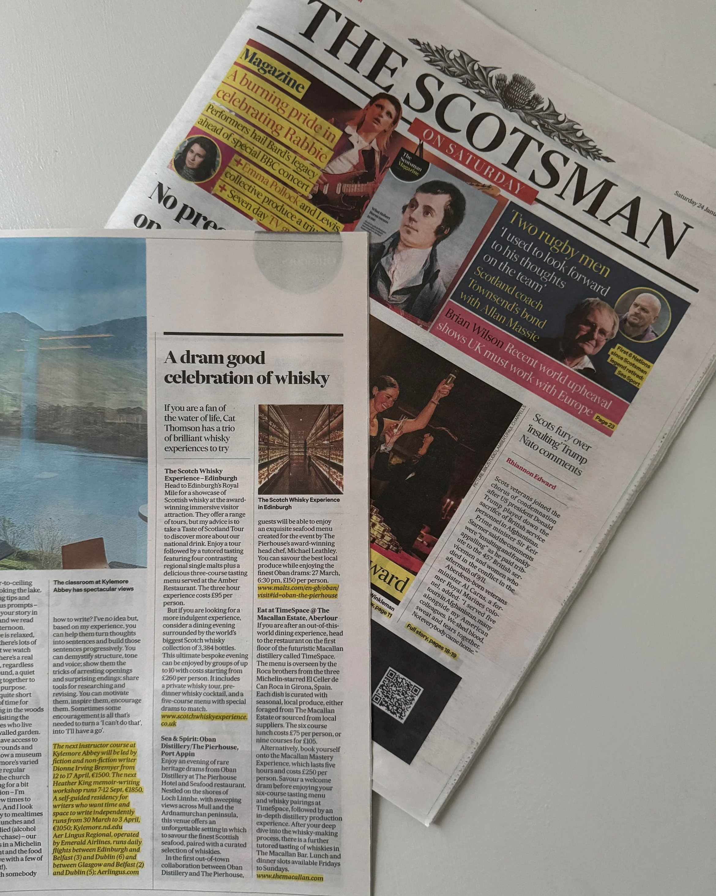 Wee whisky  travel article in The Scotsman Magazine  24th January 2026