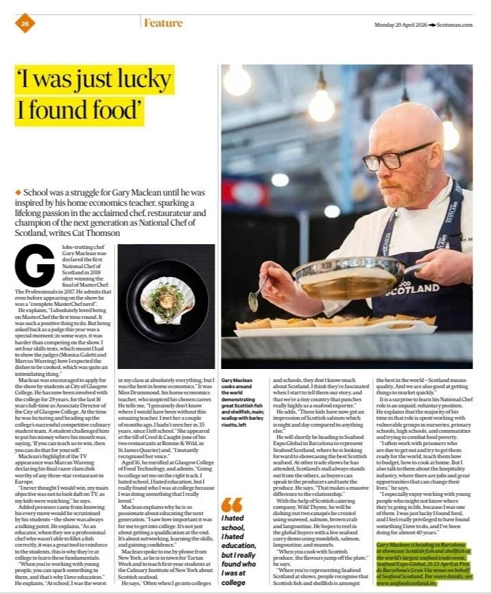 Interview with Scotland's National Chef Gary Maclean The Scotsman 20th April 2026