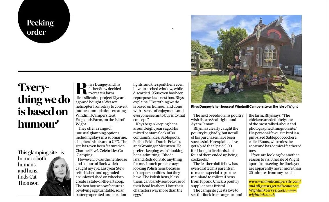 Scotsman Magazine Pecking order hen column 29th  August 