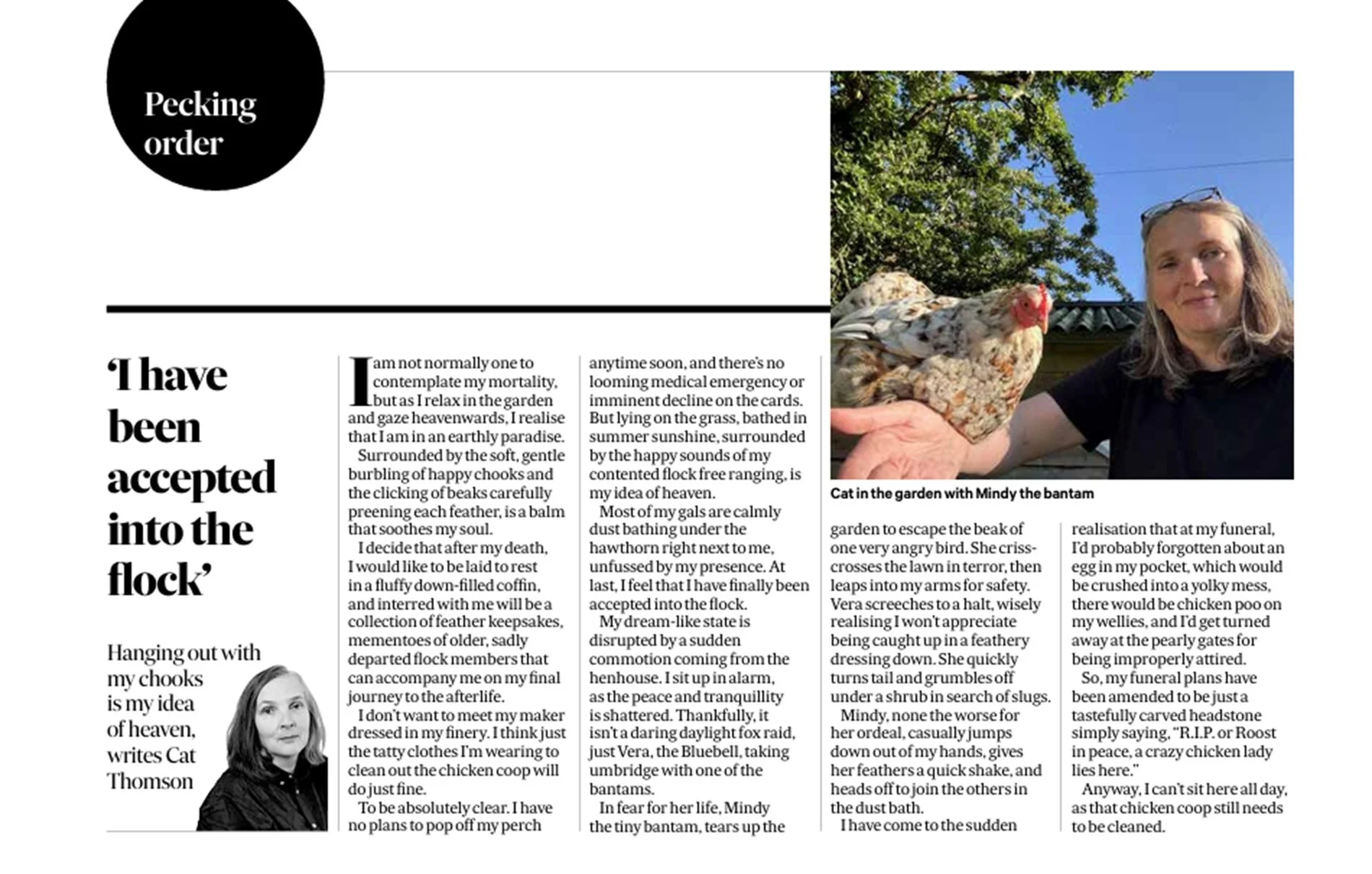 Scotsman Magazine Peking order hen column 23 August 2025