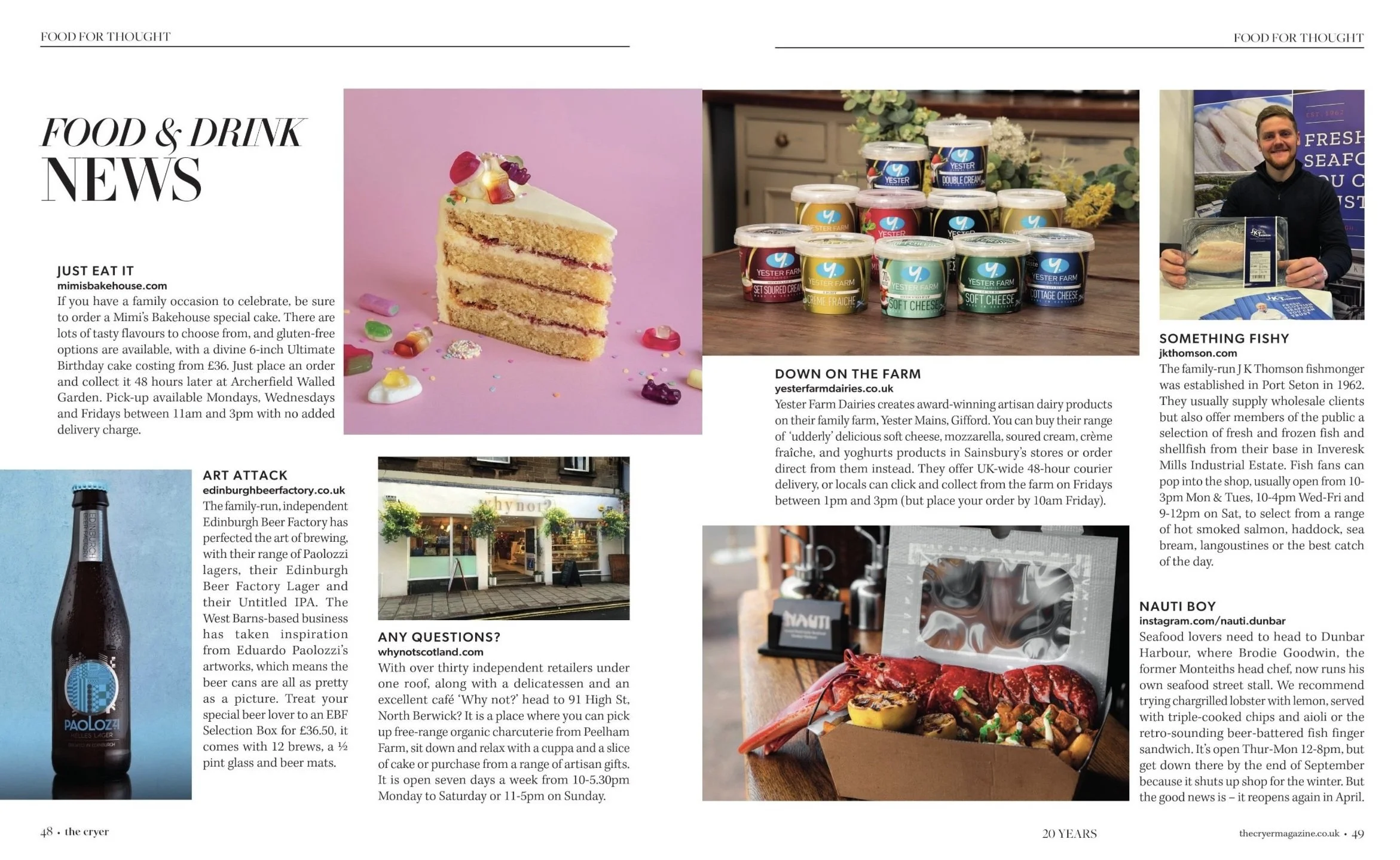 Food & Drink writing The Cryer August September