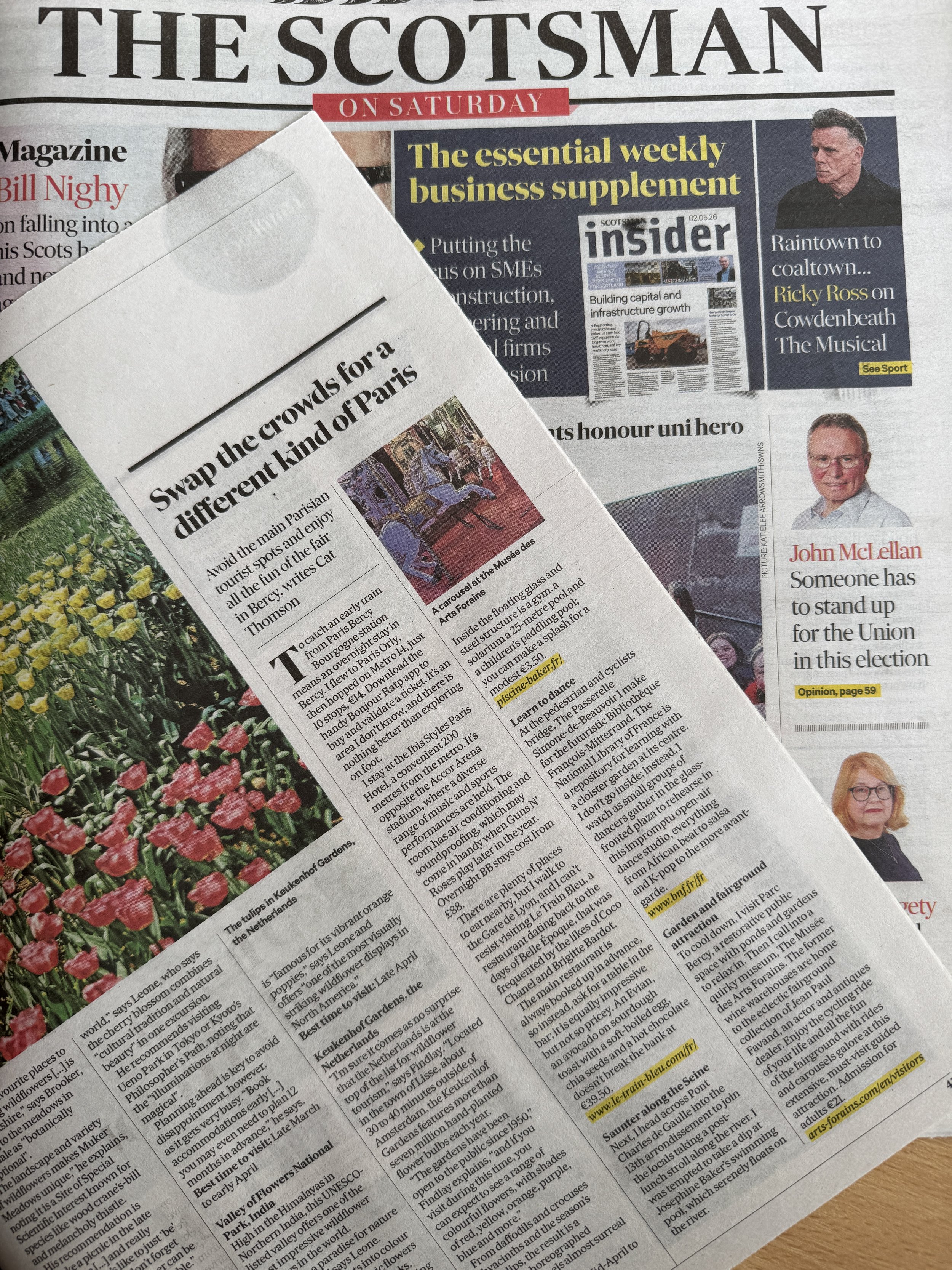 Scotsman Magazine Paris travel article 2nd May 2026