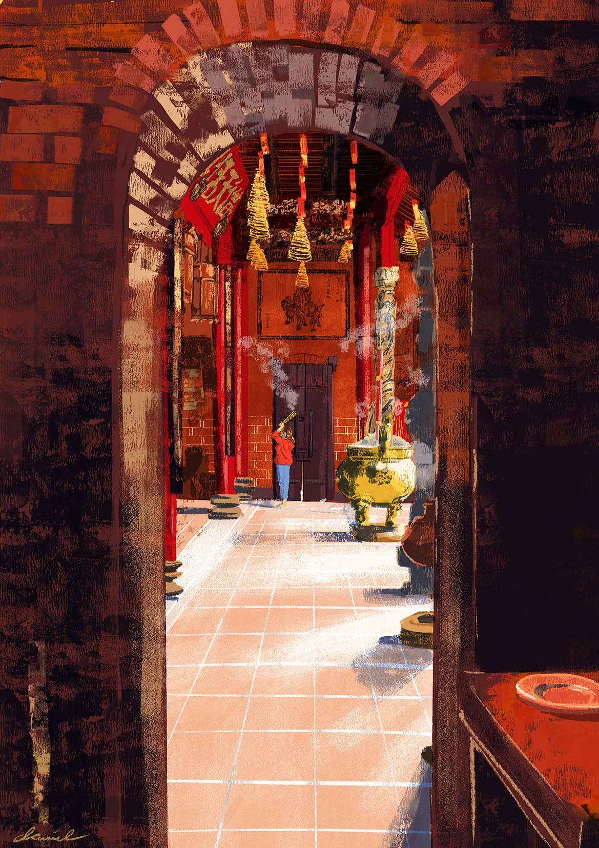 SGN027 Incense Offering at Ha Chuong Hoi Quan Pagoda