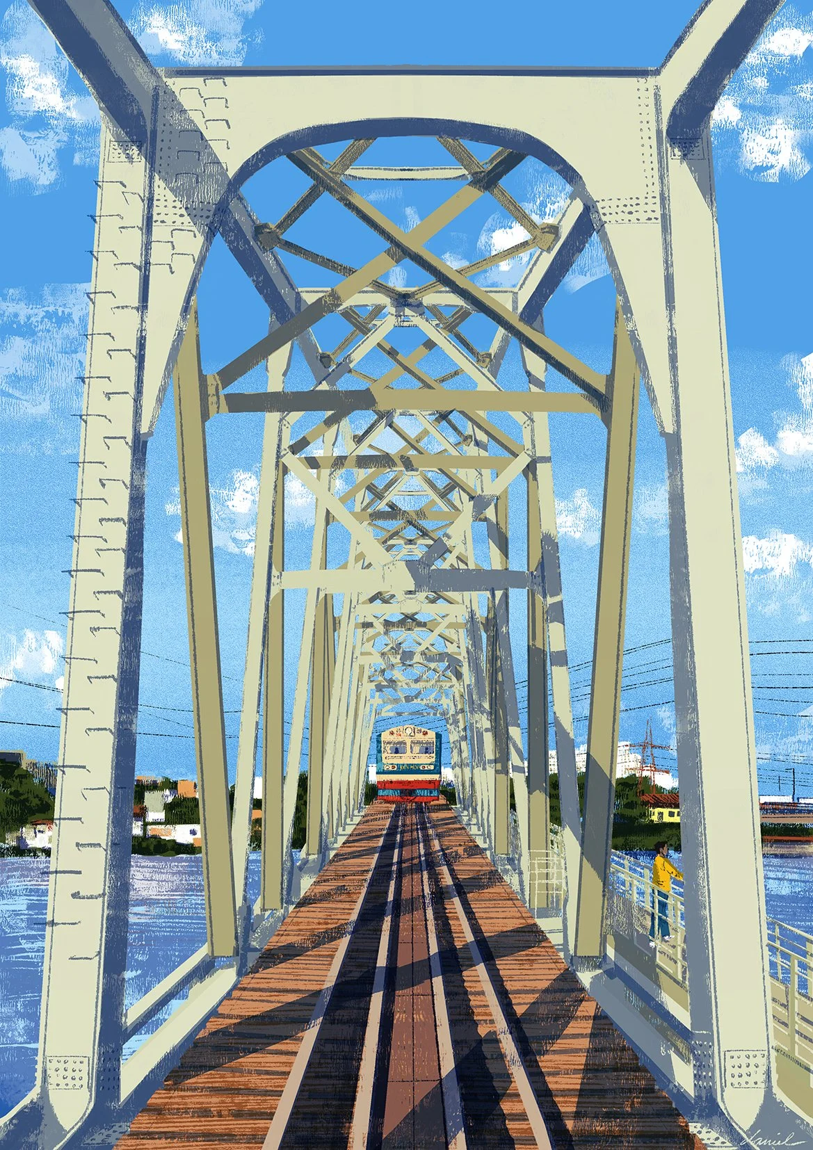  SGN070 Đổi mới train passing through the new Bình Lợi Railway Bridge