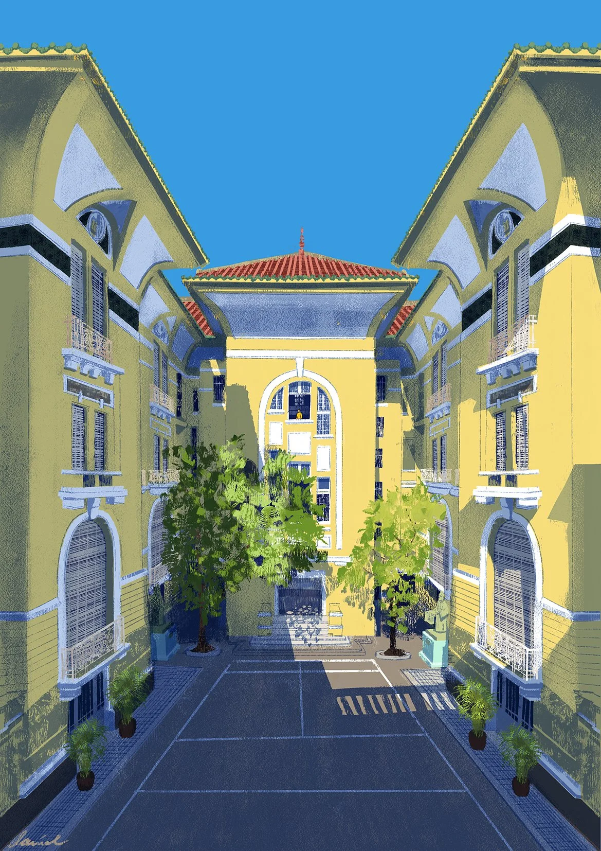 SGN064 Looking over the courtyard of the Ho Chi Minh City Museum of Fine Arts Bảo tàng Mỹ thuật Thành phố Hồ Chí Minh
Formerly the Société immobilière Hui Bon Hoa, 1929-1934