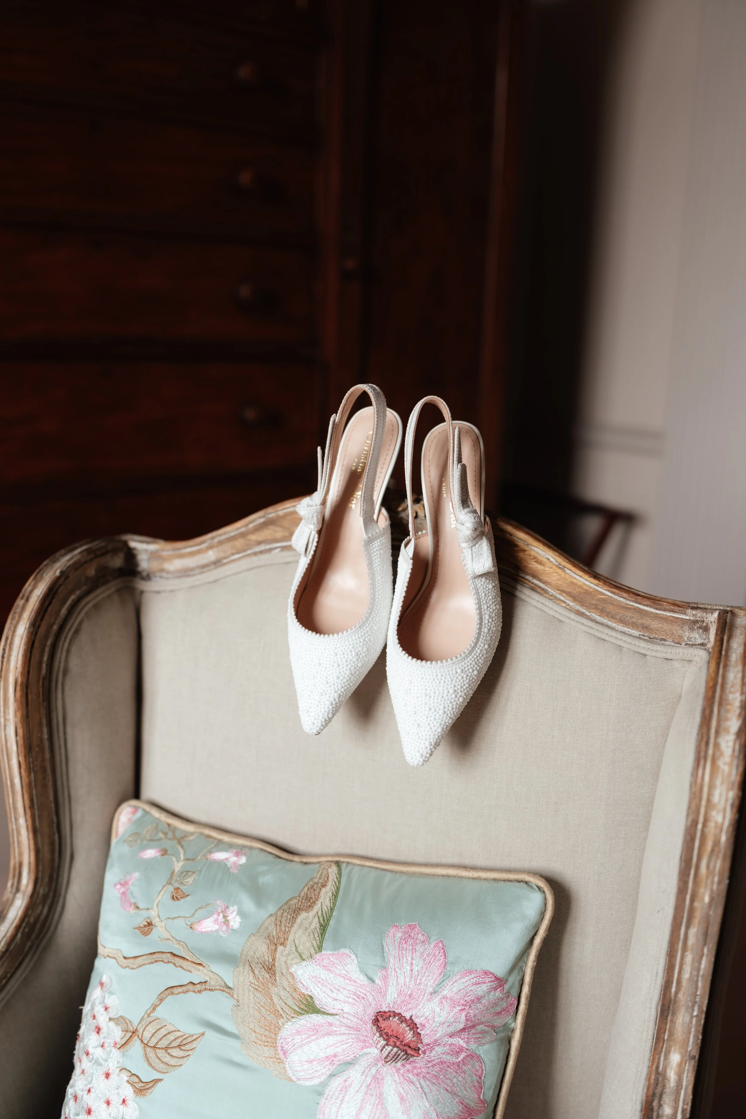 Dior wedding shoes at Howsham hall 