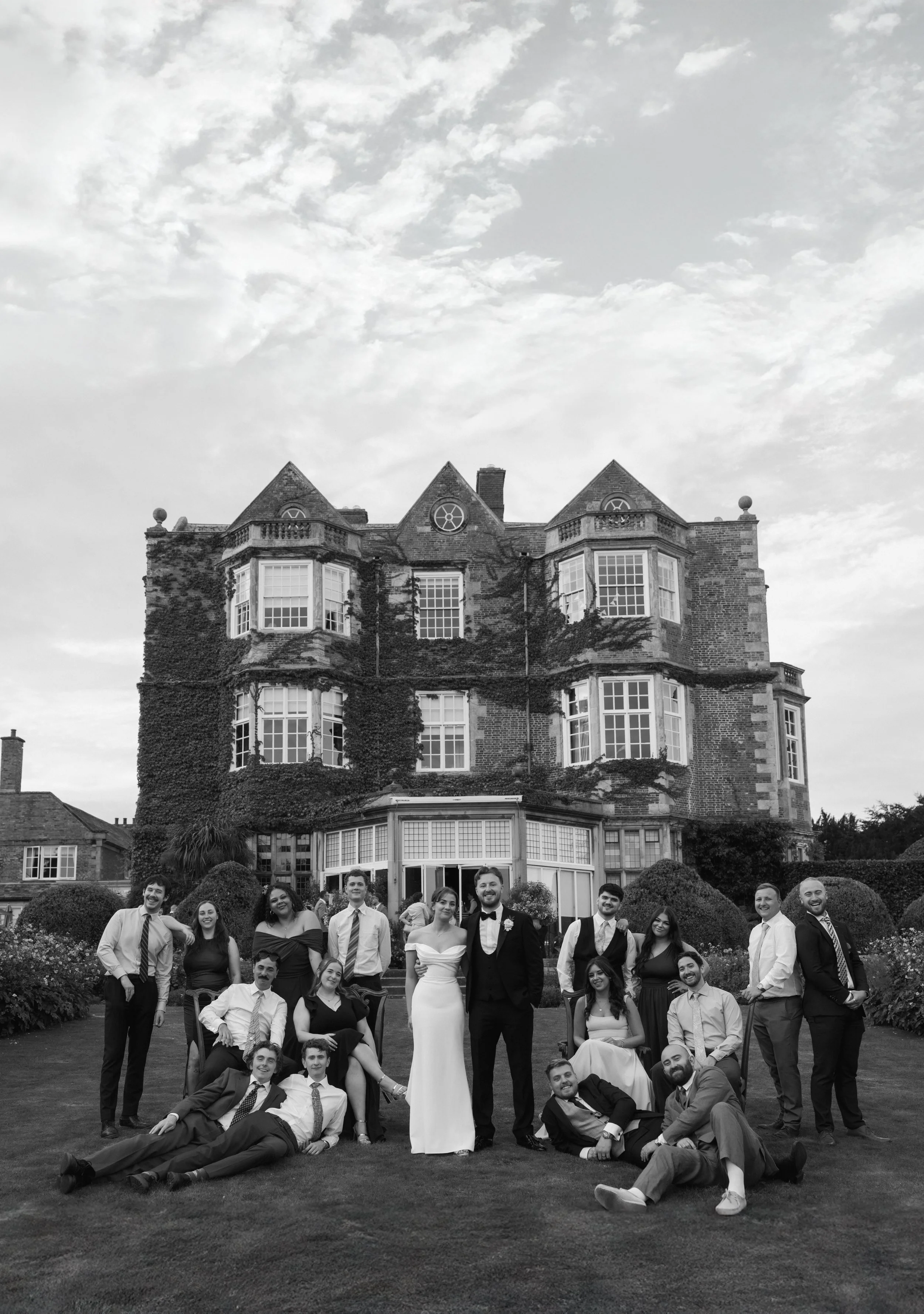 Group wedding photos at Goldsborough hall 