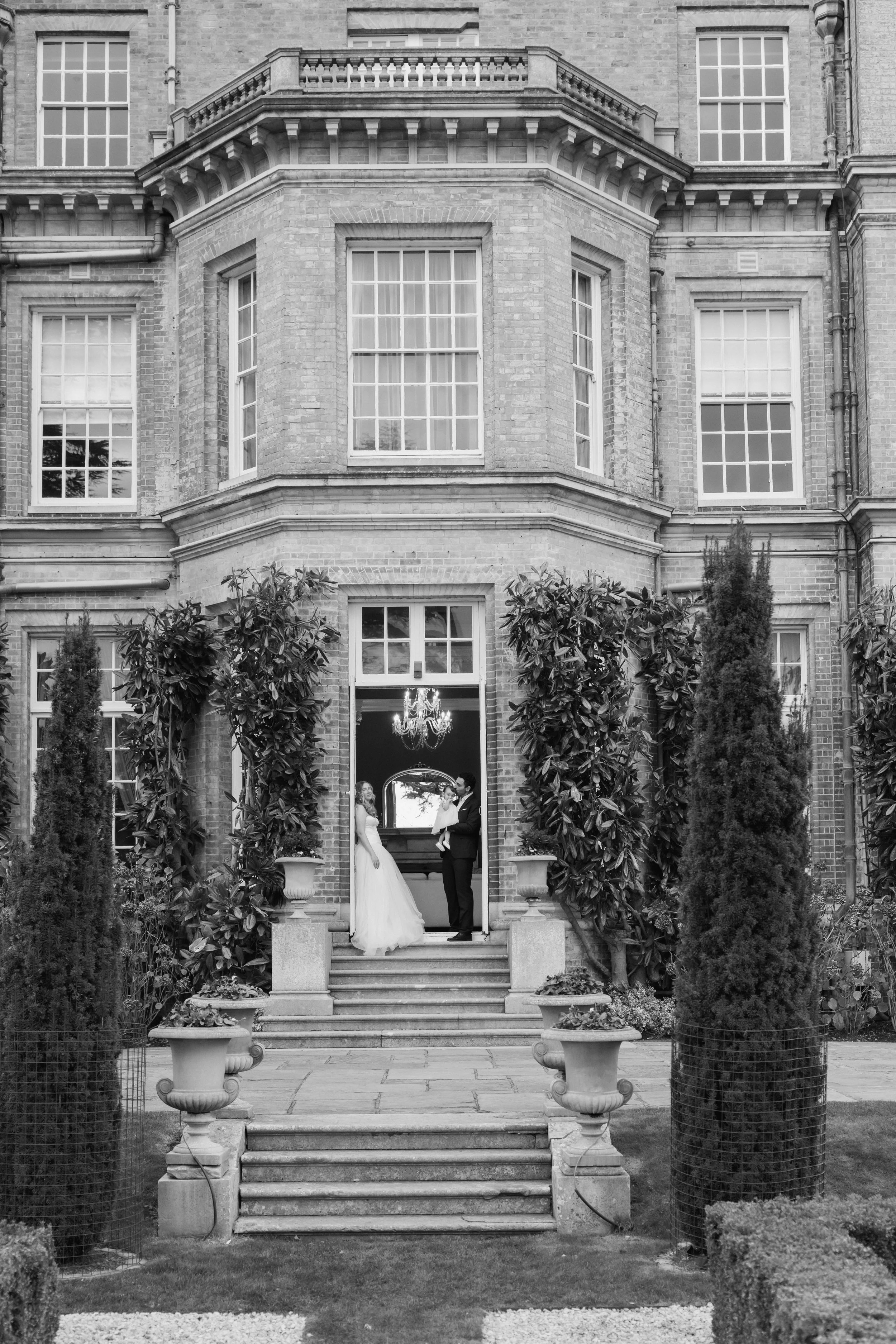 romantic Family portrait of bride and groom at Hedsor house 