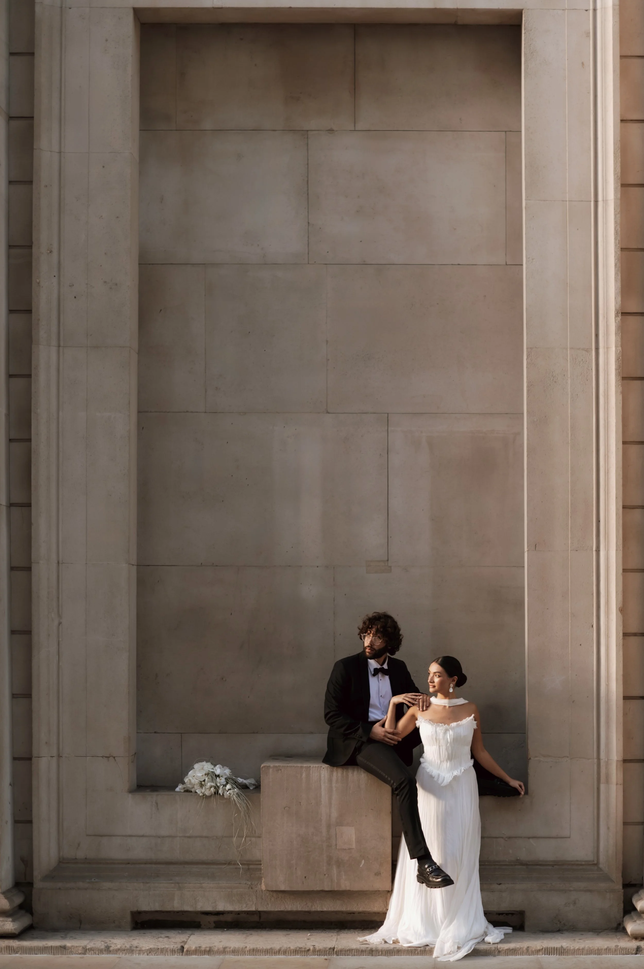 Editorial wedding photo in Bank street in London