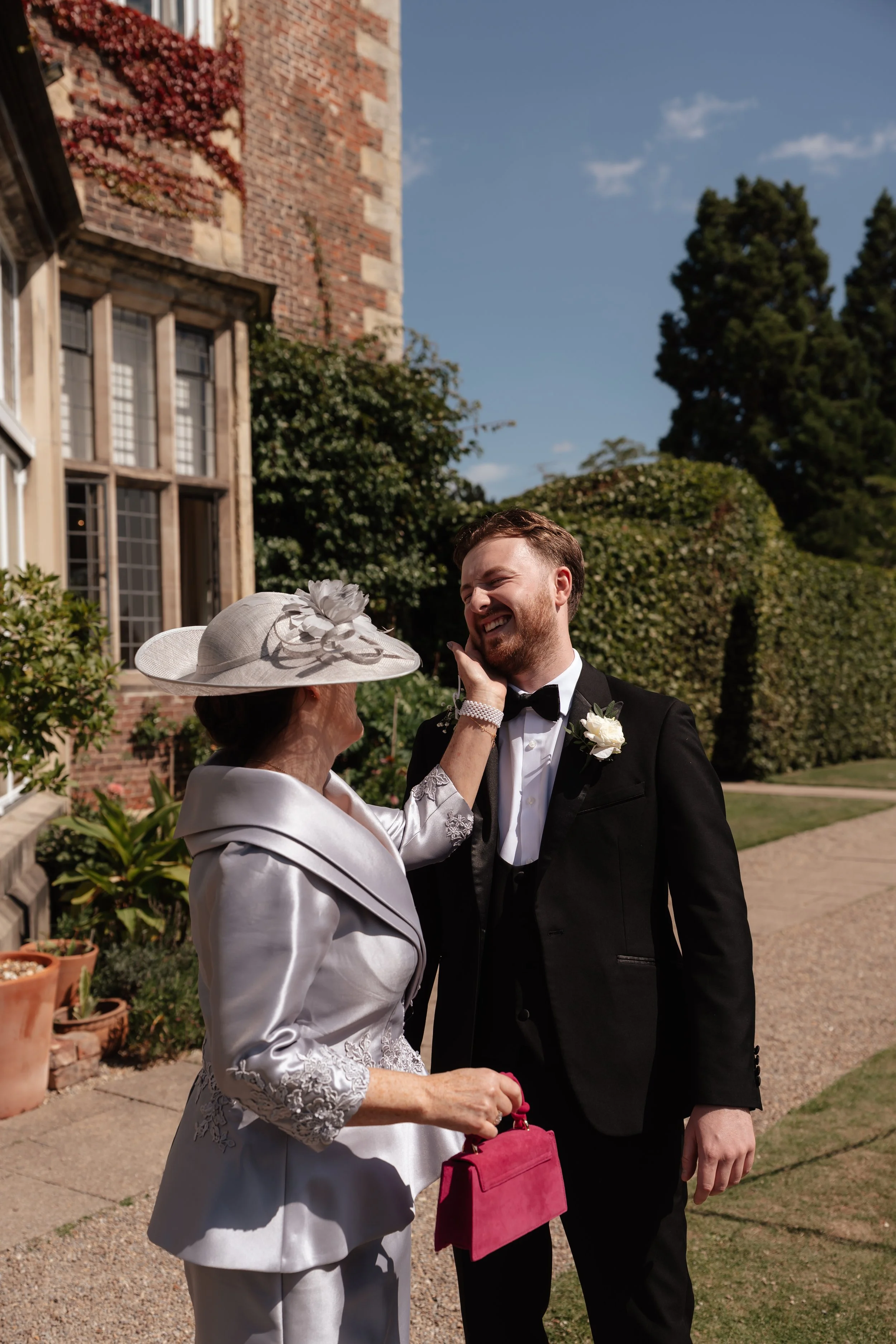 emotional family moment pre ceremony at Goldsborough hall 