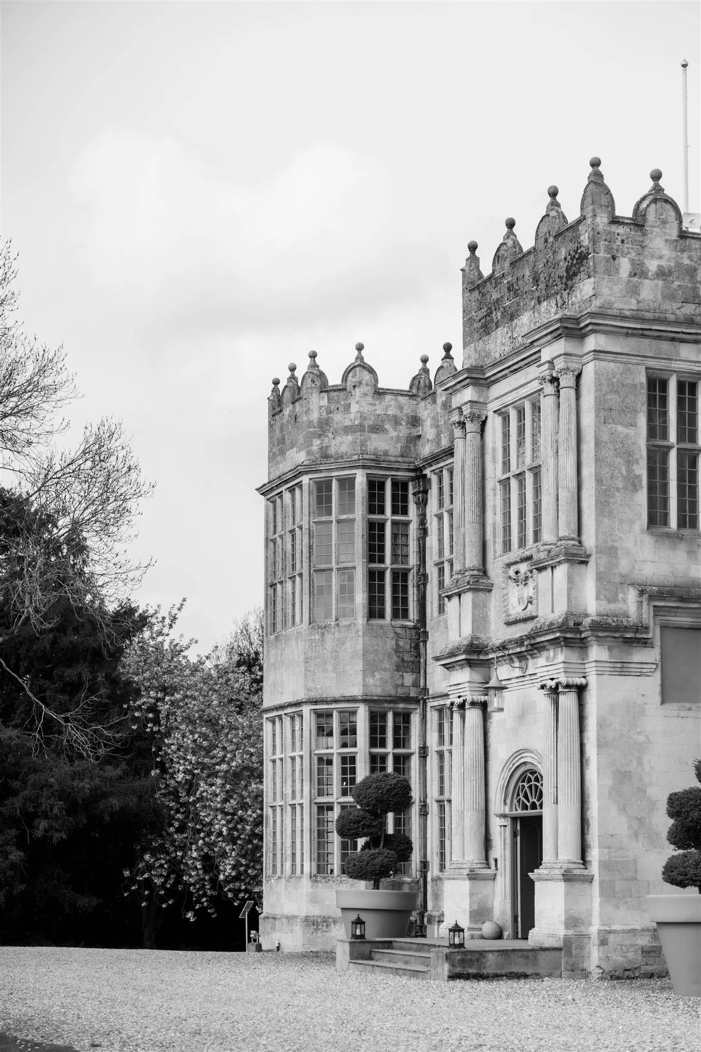 Black and whit photo of Howsham Hall