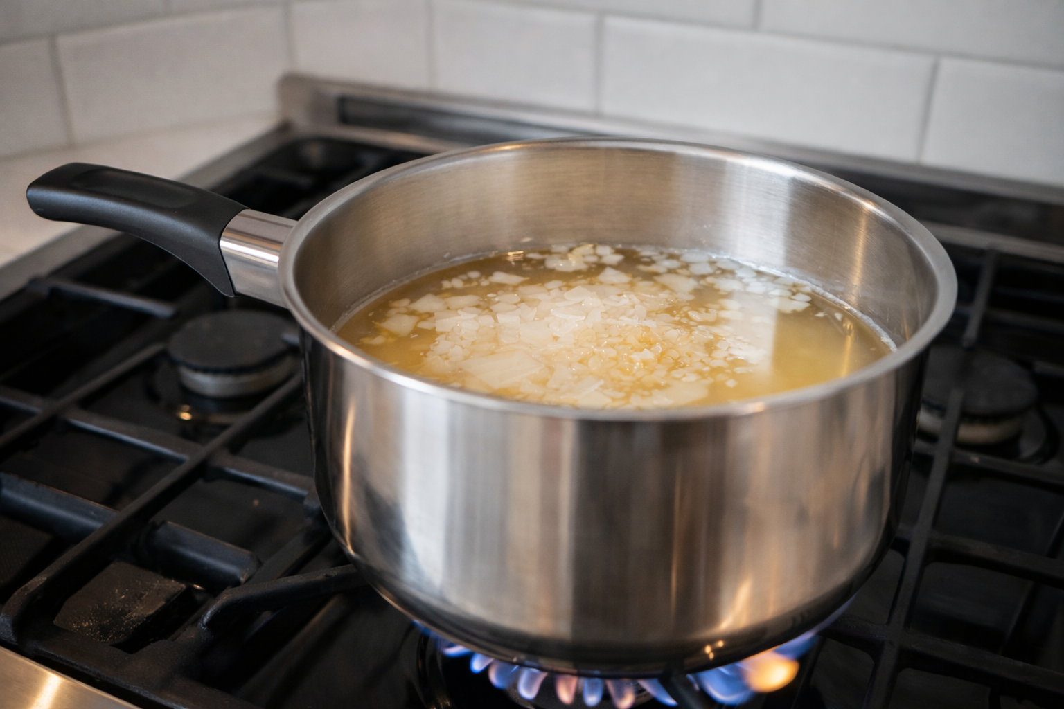 Olla acero con cera fundida la herramienta más económica para hacer velas en casa