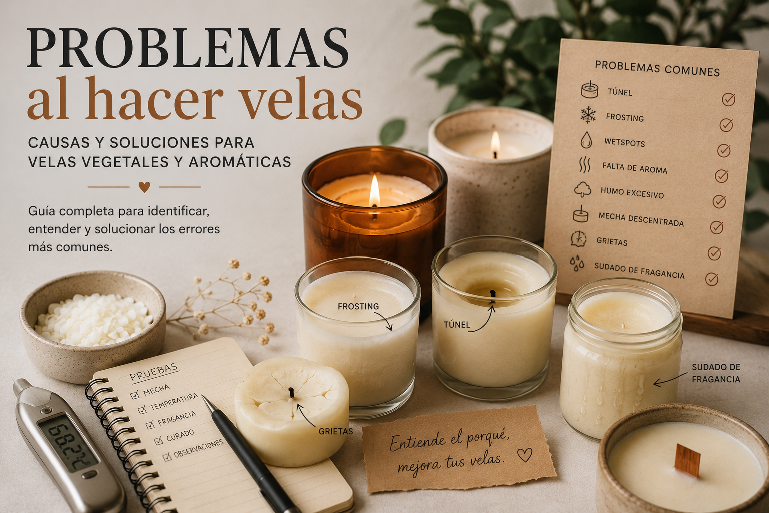 Problemas al hacer velas: guía completa para solucionar los errores más comunes en velas vegetales