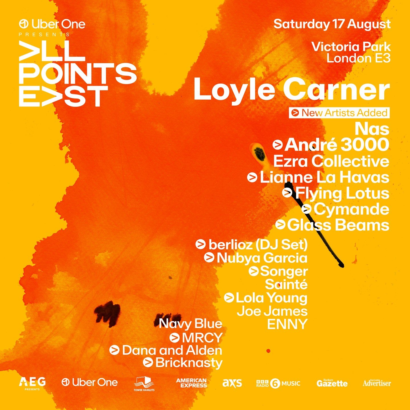 JUST ANNOUNCED! @LoyleCarner revealed as a headline act for @allpointseastuk 😮&zwj;💨 (sponsored by @uber).

🗓️ Sat 17th Aug
📍 Victoria Park

More huge names to support include: 
@Nas, @LianneLaHavas, @ennyintegrity, + more...

General and VIP tic
