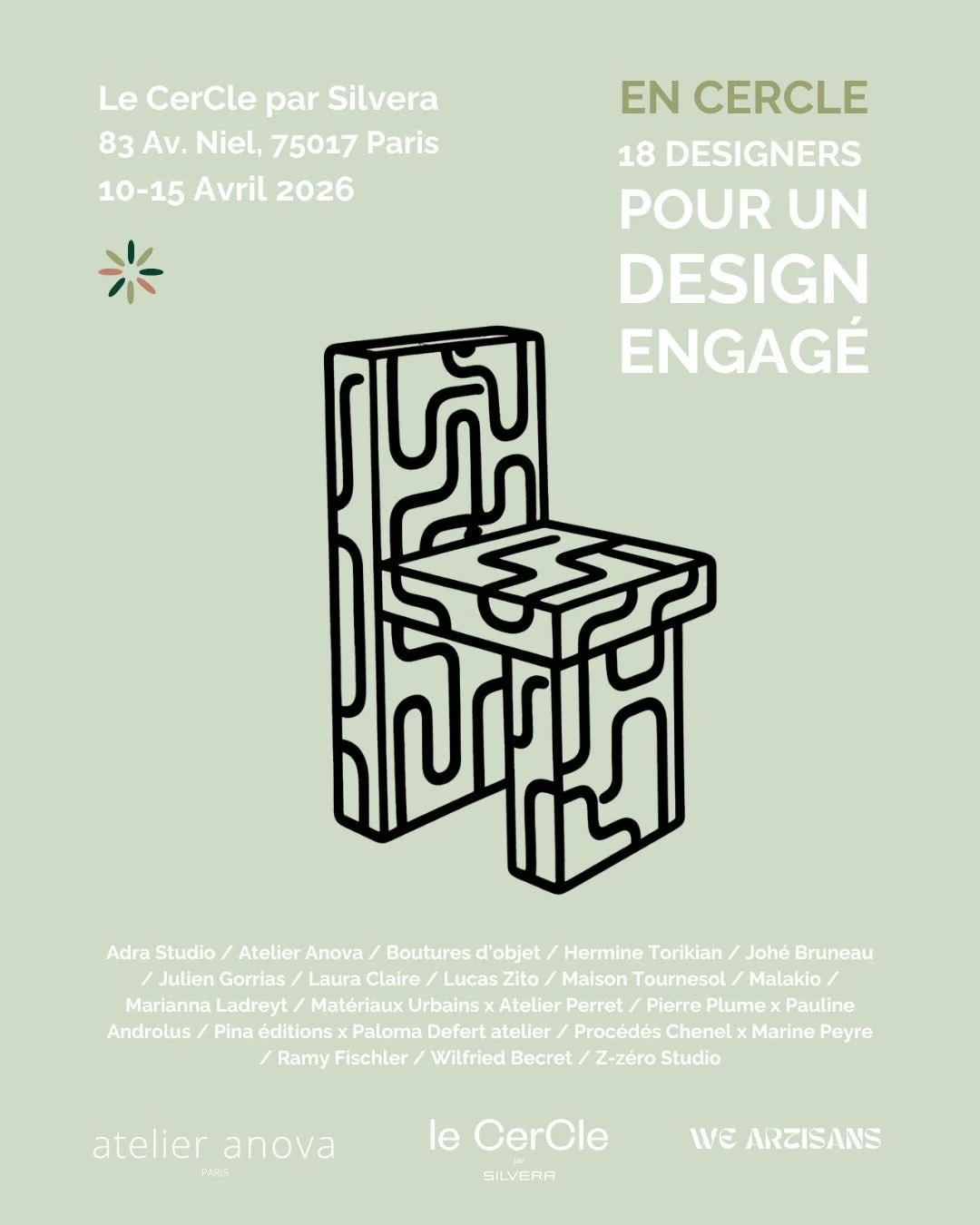 Je suis tr&egrave;s heureuse de vous convier au vernissage de l&rsquo;exposition En Cercle que j&rsquo;ai la joie de produire avec @weartisans_ et @atelieranova.paris chez @silveraofficial ⚪️ J&rsquo;y exposerai &agrave; cette occasion le miroir Ankh