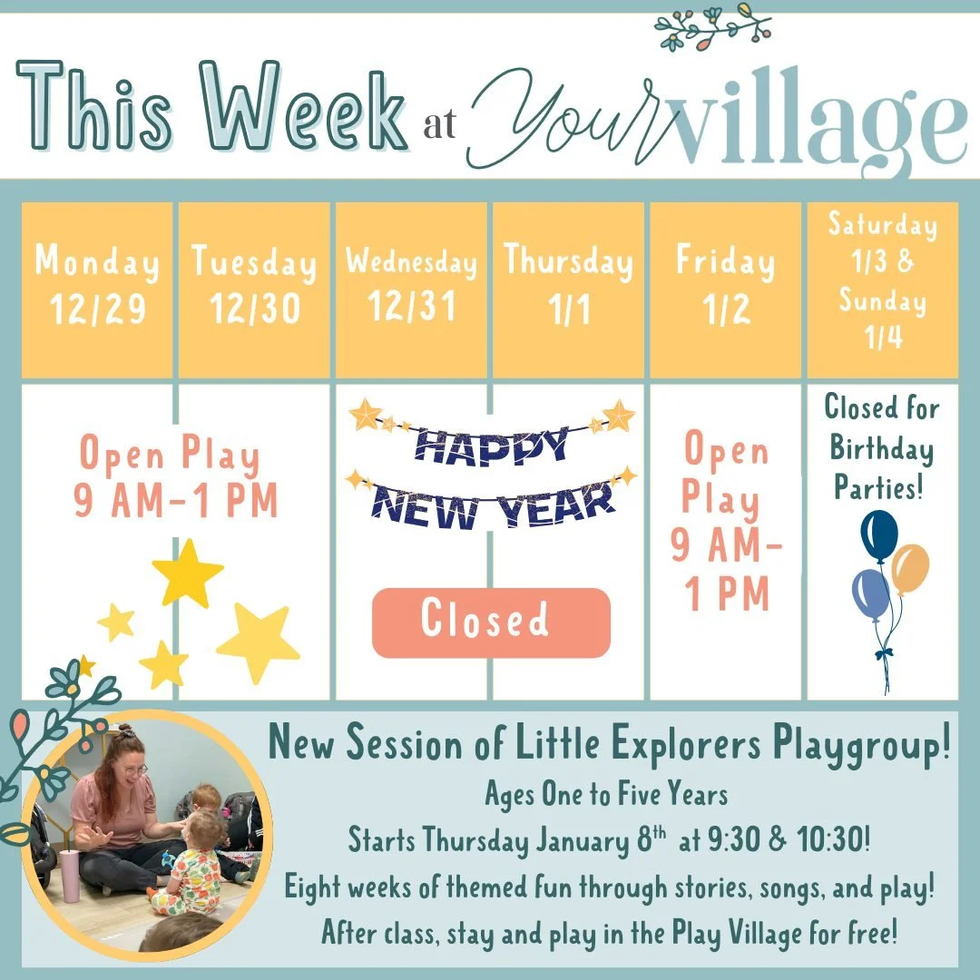✨ This Week at Your Village STL ✨

Welcoming the New Year with space to play, connect, and reset 🤍

🤍 Open Play
&bull; Monday, Tuesday &amp; Friday | 9:00 AM &ndash; 1:00 PM
&bull; Spots fill quickly &mdash; booking ahead is highly recommended

🎉 