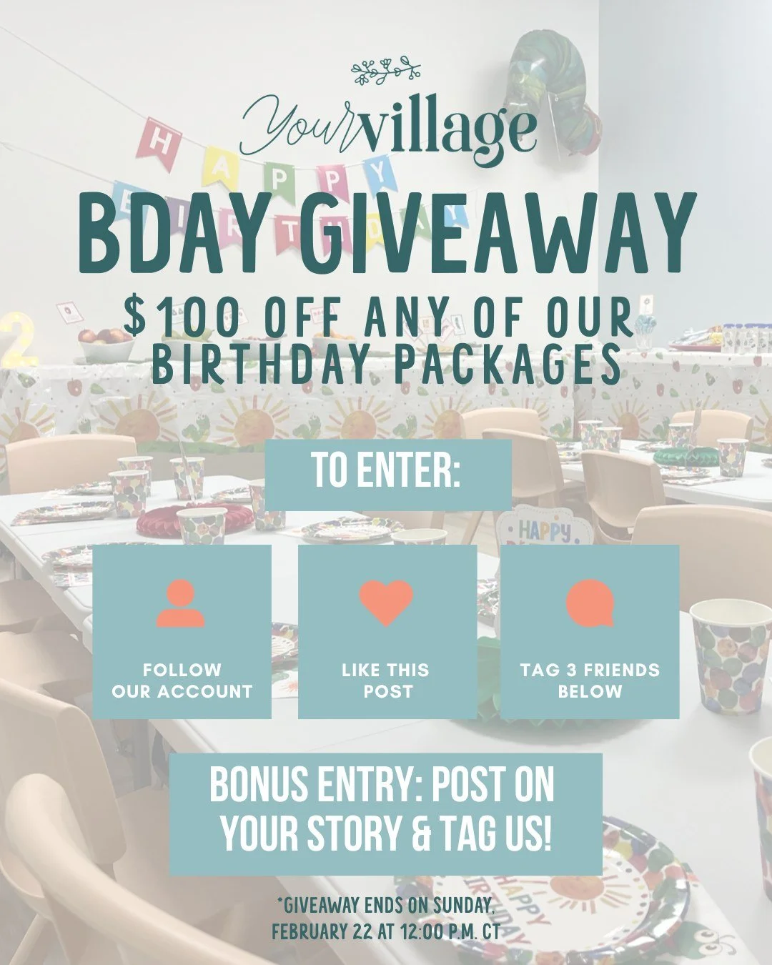 🎉 BIRTHDAY GIVEAWAY TIME! 🎉
Win $100 OFF your little one&rsquo;s birthday party at Your Village STL! 🥳

Let us handle the setup and the cleanup while your child enjoys a magical celebration in our private indoor Play Village. 💫

Here&rsquo;s how 