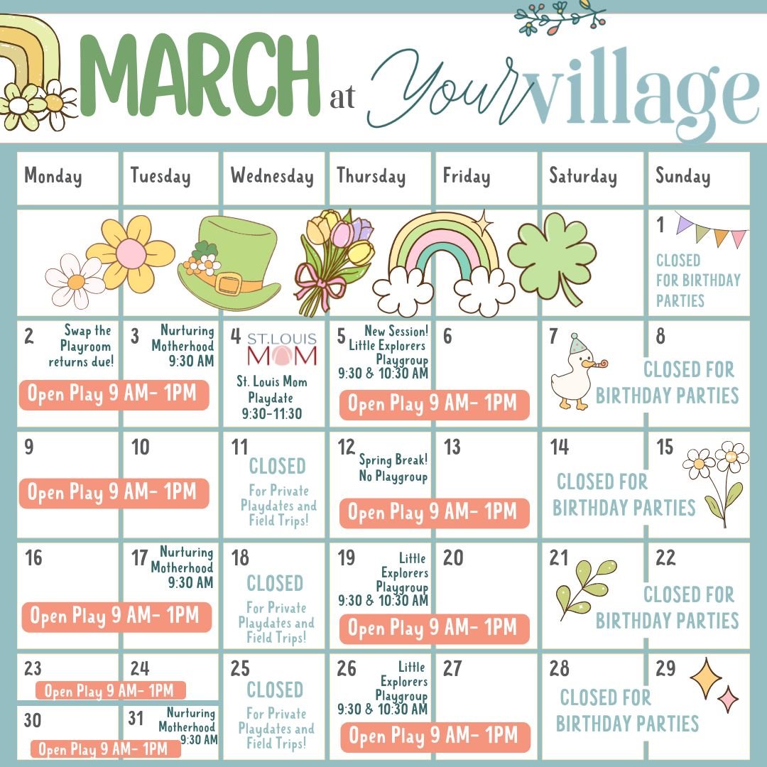 🌷✨ March at Your Village is blooming with play, connection &amp; community ✨🌷
Spring is right around the corner, and we&rsquo;re filling this month with open play, supportive groups, and sweet little moments you won&rsquo;t want to miss 💛

Here&rs