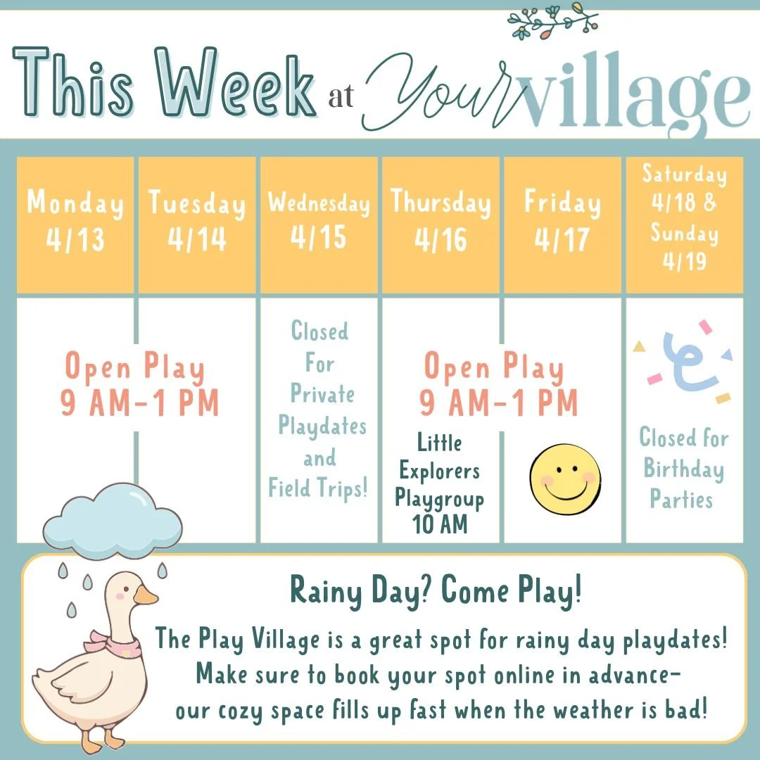 Here&rsquo;s what&rsquo;s happening This Week at Your Village 🤍

From Open Play to Little Explorers, there are plenty of chances to get out of the house, connect, and let your littles burn some energy (especially on those rainy days 👀).

✨ Quick he
