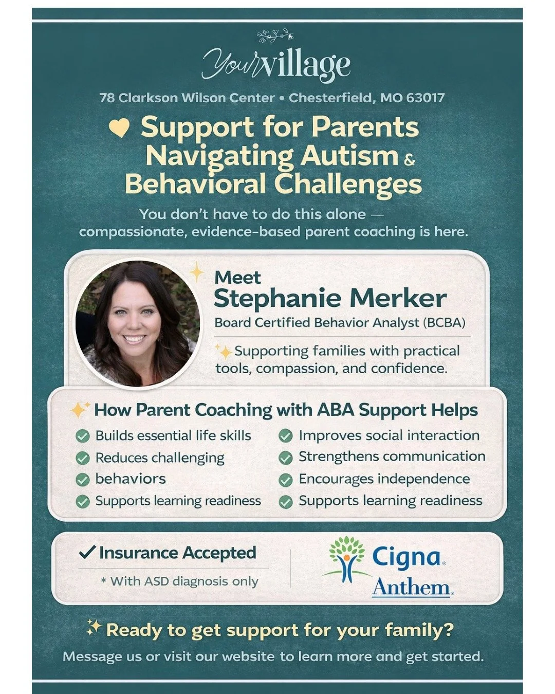 Meet Stephanie Merker, BCBA ✨

She helps young children (and their families) build real-life skills that actually stick. Using ABA, Stephanie creates personalized, practical plans designed for meaningful progress&mdash;whether your child has a diagno