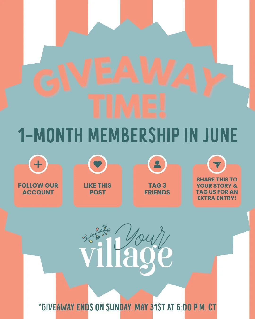 GIVEAWAY TIME 🎉

We&rsquo;re giving one lucky family a FREE 1-month membership to Your Village STL in June 🩵

Unlimited play, imaginative fun, and a space built for little ones to explore, learn, and connect ✨

How to enter:
✅ Follow @yourvillagest