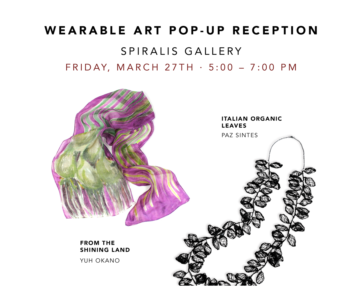 Wearable Art Pop-Up show by Paz Sintes &amp; Yuh Okano Easton MD