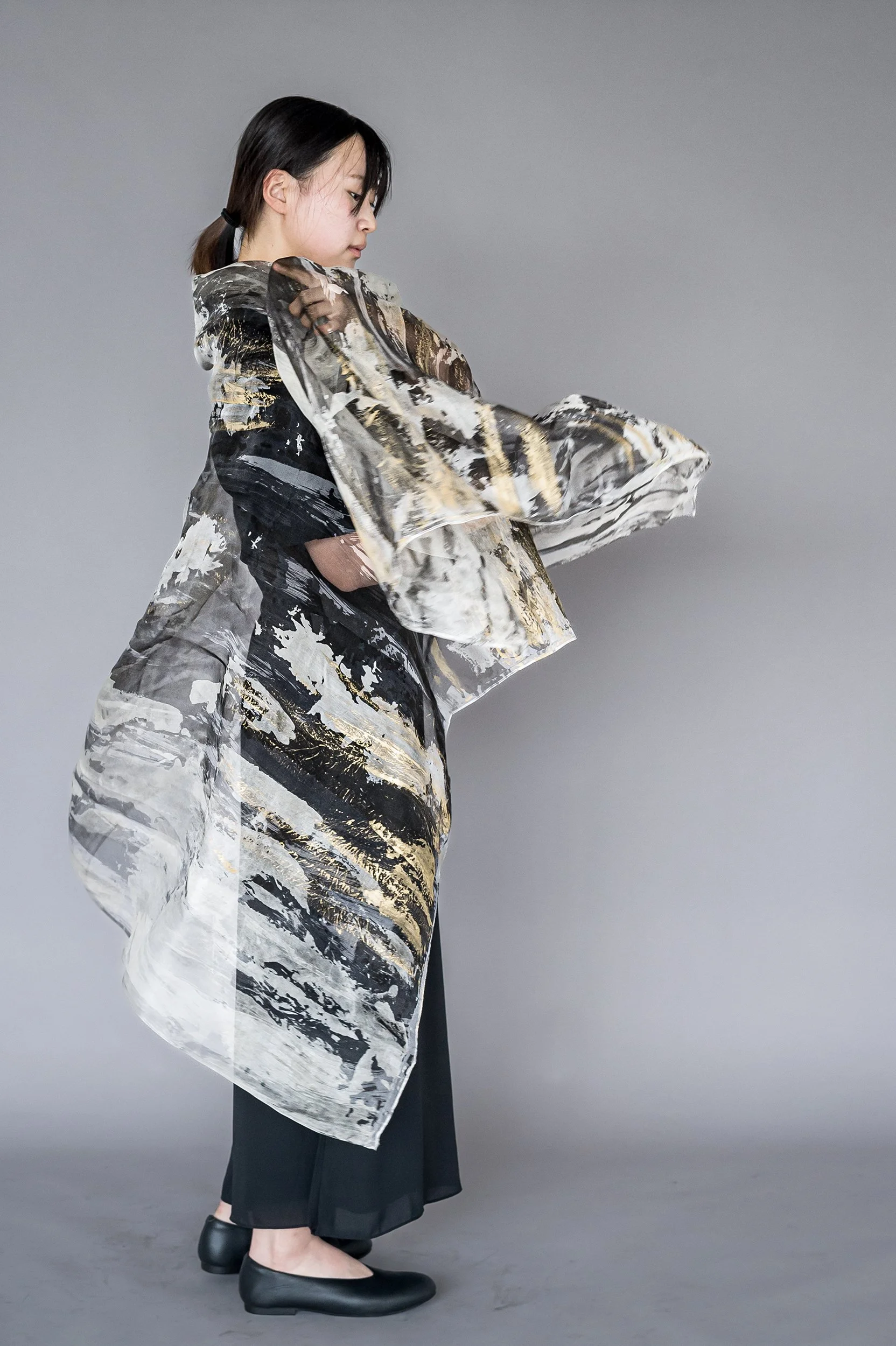 Silk Hand-painted abstract shawl