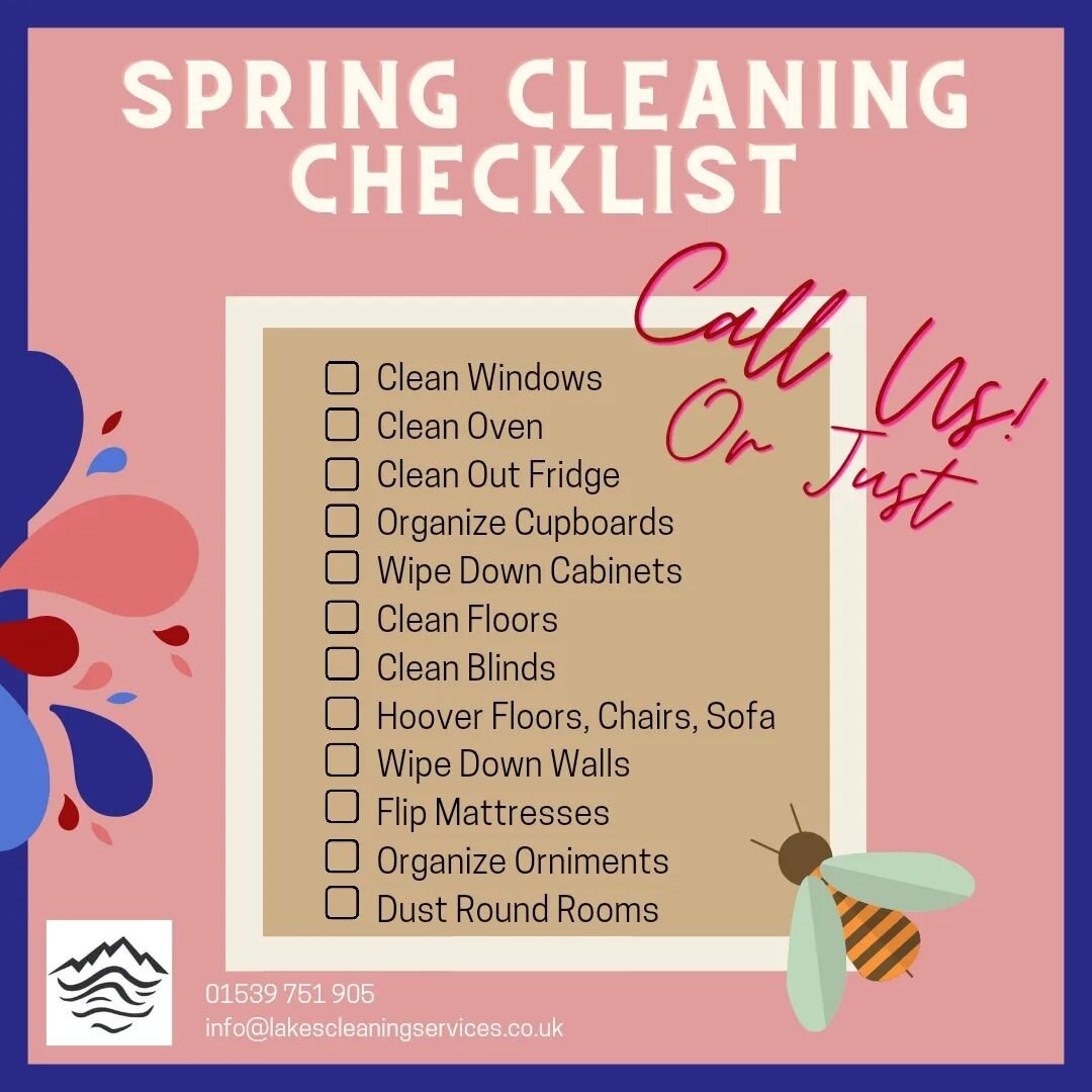 We've made a spring cleaning checklist for you to use, but you know it's a lot easier to just give us a call!! 
Enjoy yourself while the weather is nice 

-LCS

#springcleaning #lakescleaningservices #cleaningmotivation