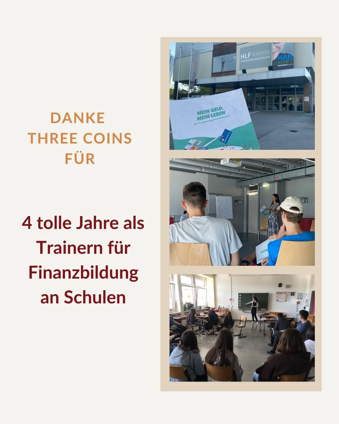 4 Jahre. 3 Bundesl&auml;nder. Unz&auml;hlige Klassenr&auml;ume. 👩&zwj;🏫 

Und so viele Gespr&auml;che mit Jugendlichen &uuml;ber Geld, Tr&auml;ume und Zukunft. 💸 ✨

In Wien, Nieder&ouml;sterreich und dem Burgenland durfte ich in den vergangen vier