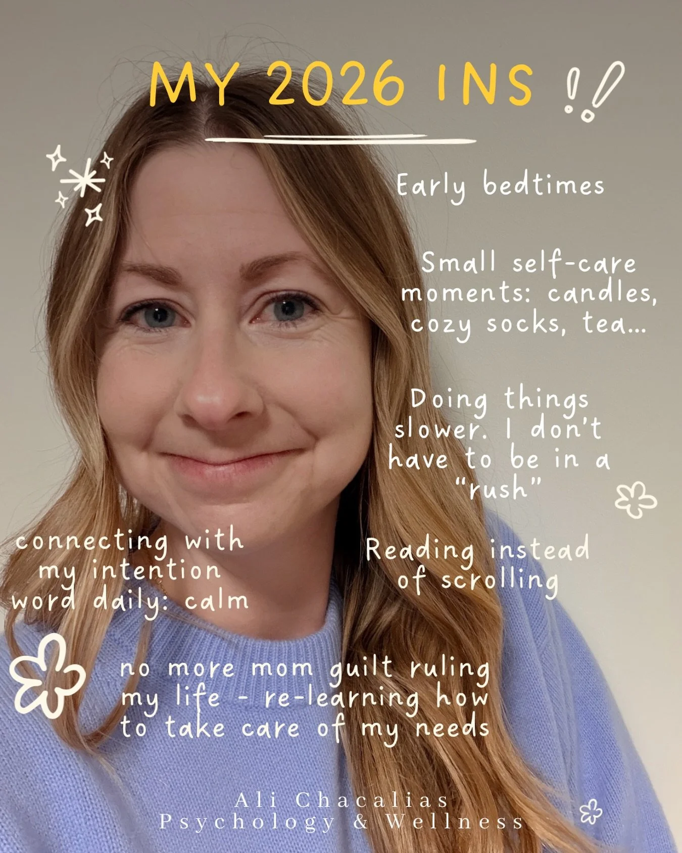 2026 ins✨💫✨

This year is a big one for me. I&rsquo;m focusing on finding myself in the midst of new motherhood. Re-learning how to find time for myself and have moments for wellness in the midst of toddler meltdowns and straight up busyness. 2025 w