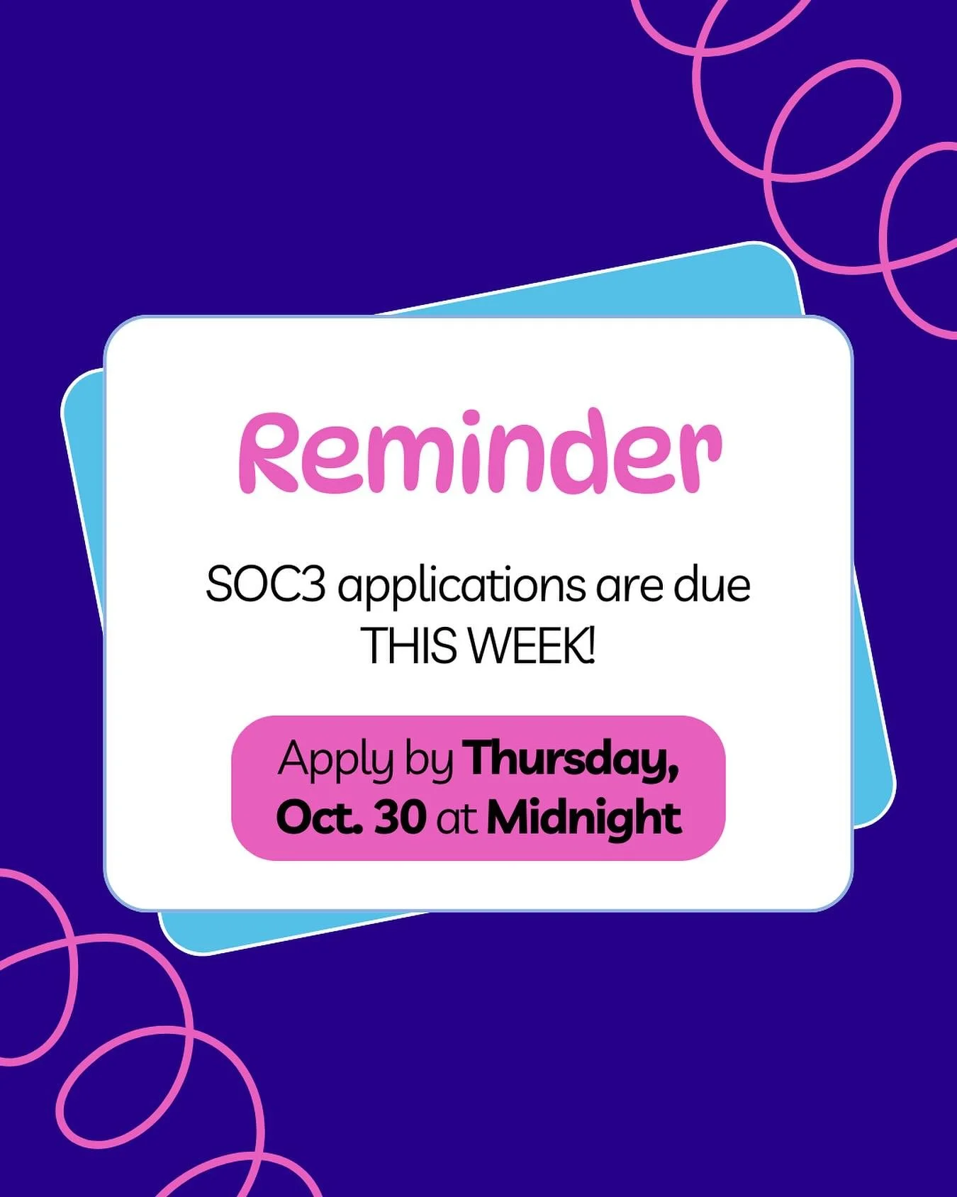 Don’t forget to fill out your SOC3 application by this Thursday, October 30th, at midnight! 
Application link in bio!
#soc3 #changeunited #americanuniversity @ausoc