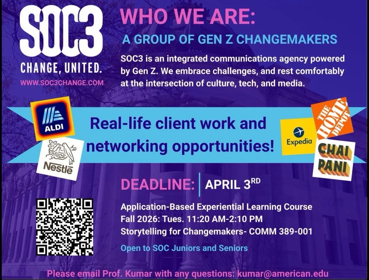 Fall 2026 applications are now LIVE! Don&rsquo;t miss out on this incredible opportunity - apply by Friday, April 3rd! Link in bio. 

#soc3 #americanuniversity #experientiallearning @ausoc @americanuniversity
