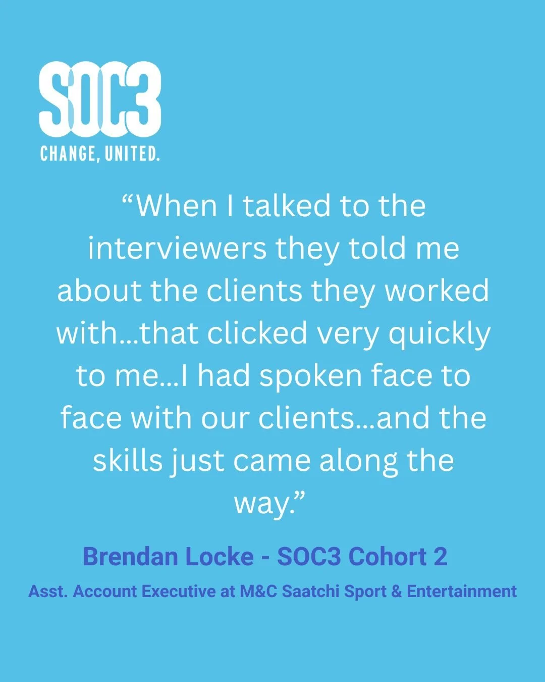 This is your sign to apply for SOC3 by April 3. Work with real clients and gain hands-on experience to kickstart your career in communications.

Hear directly from AU alumni as they reflect on their time in SOC3 and how it shaped their path after gra