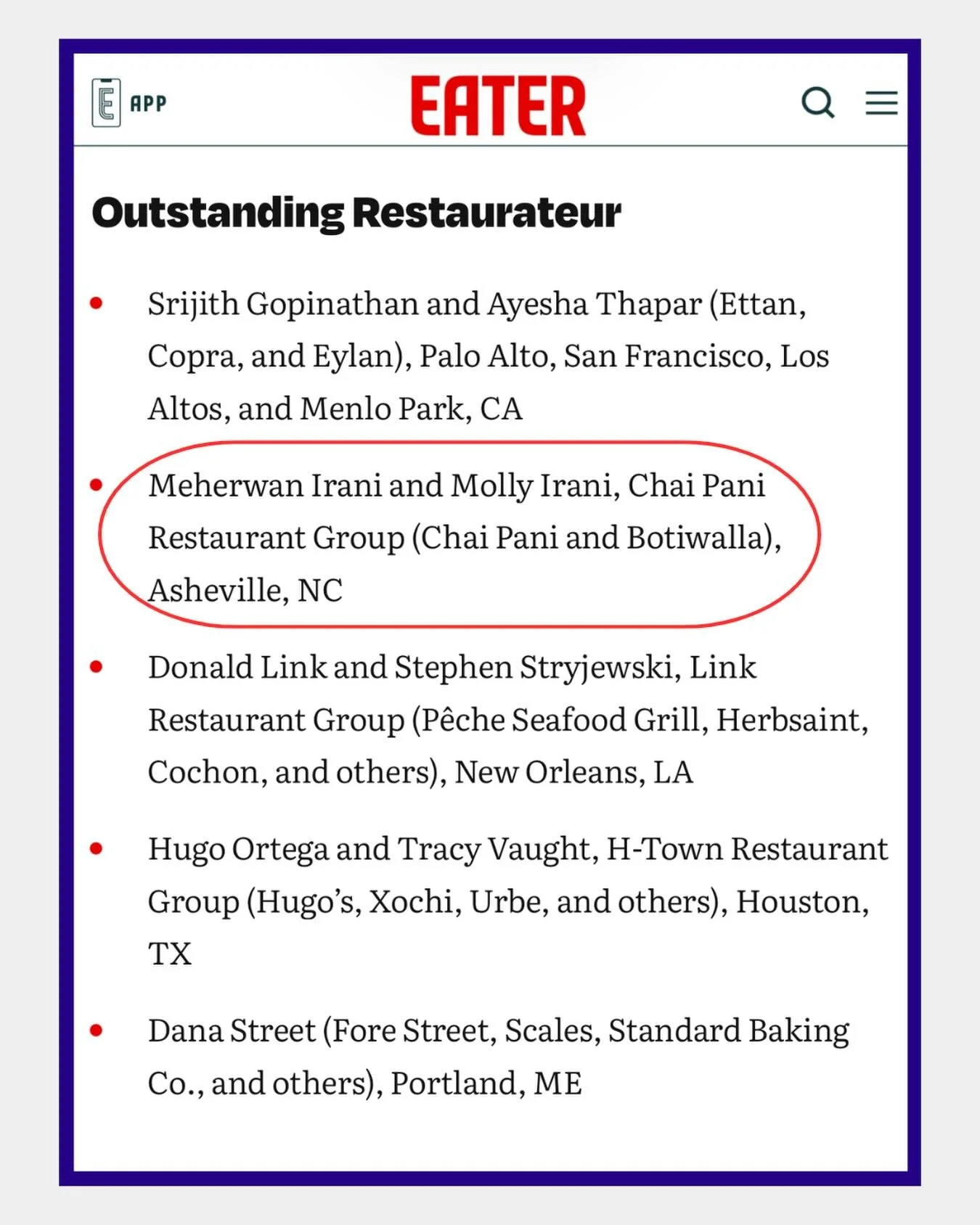 Huge congrats to @chaipanimom and @meherwanirani of @chaipanigroup on their James Beard Awards nomination for Outstanding Restaurateurs. It has been a thrill to work on @botiwalladc this semester, and the @soc3change team will be rooting for you on M