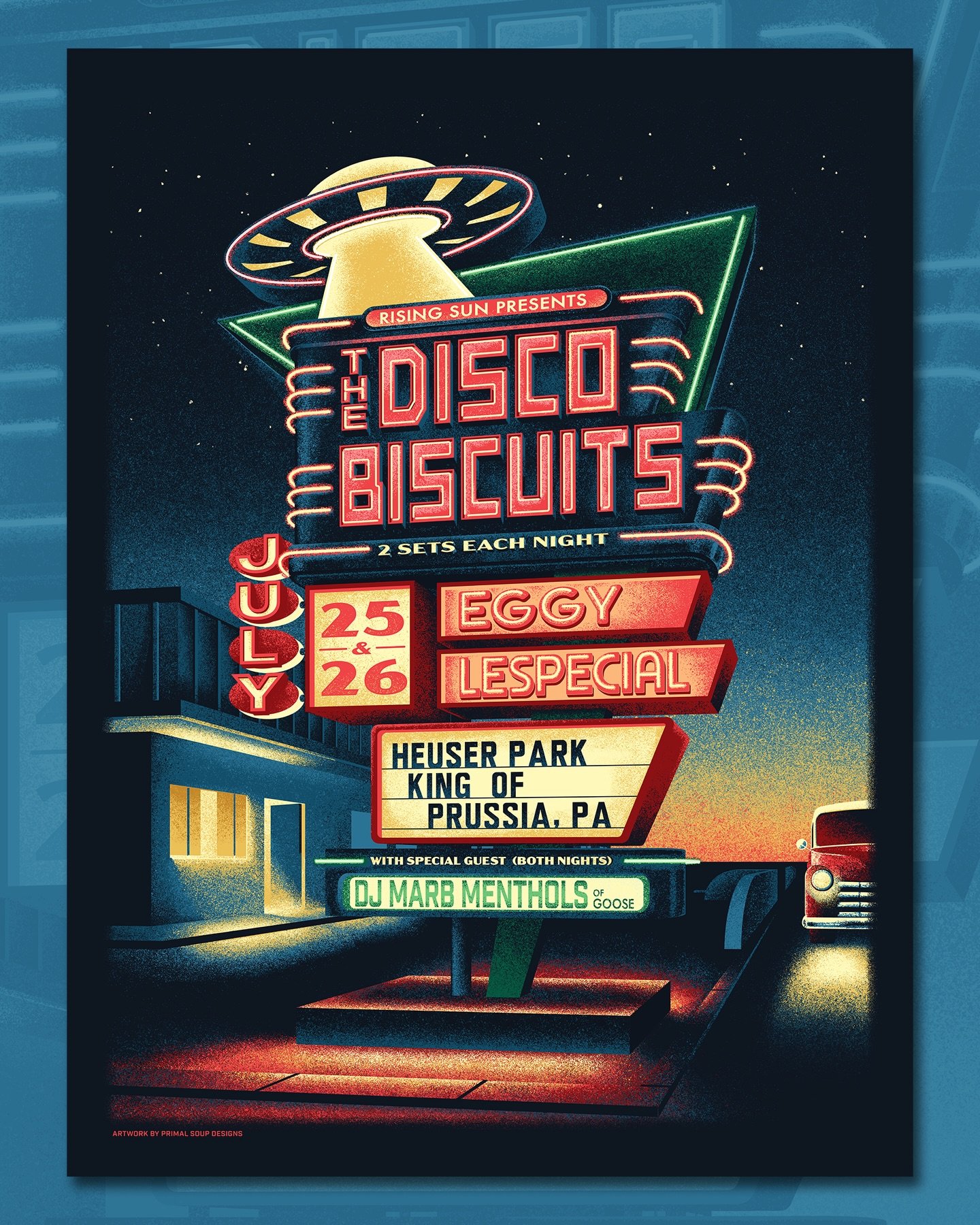 Really excited to share this artwork promoting an epic weekend of live music in ol&rsquo; KOP. These outdoor shows put on by @risingsunphl have a tremendous, laid-back atmosphere that lulls you into a false sense of family picnic, until the sun goes 