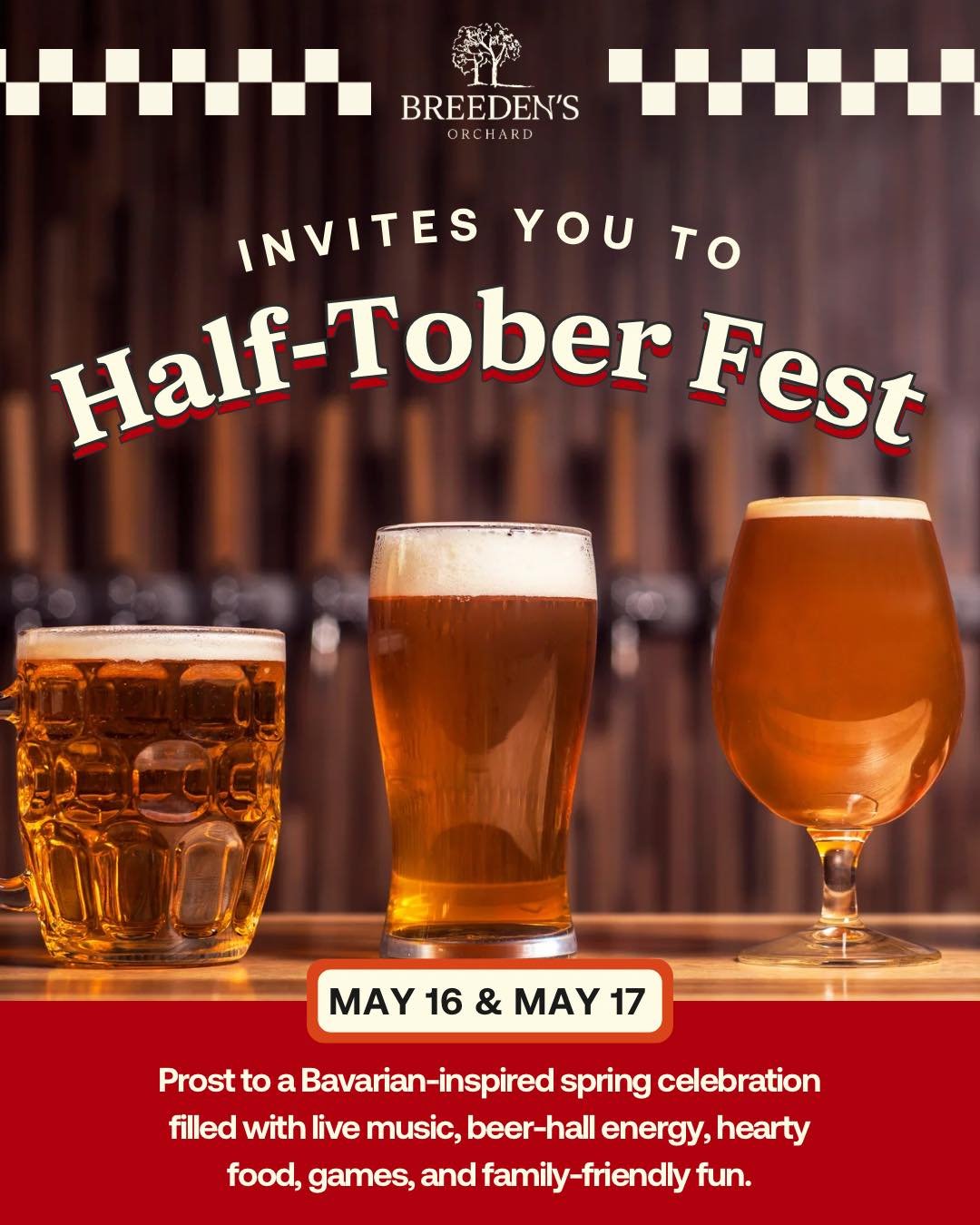 Prost to Half-Tober Fest at Breeden&rsquo;s! 🍻

Join us for a lively Bavarian-inspired celebration, where the farm transforms into a series of festive bierhalls filled with music, great food, drinks, and playful competitions. 🎶

Expect live bands, 