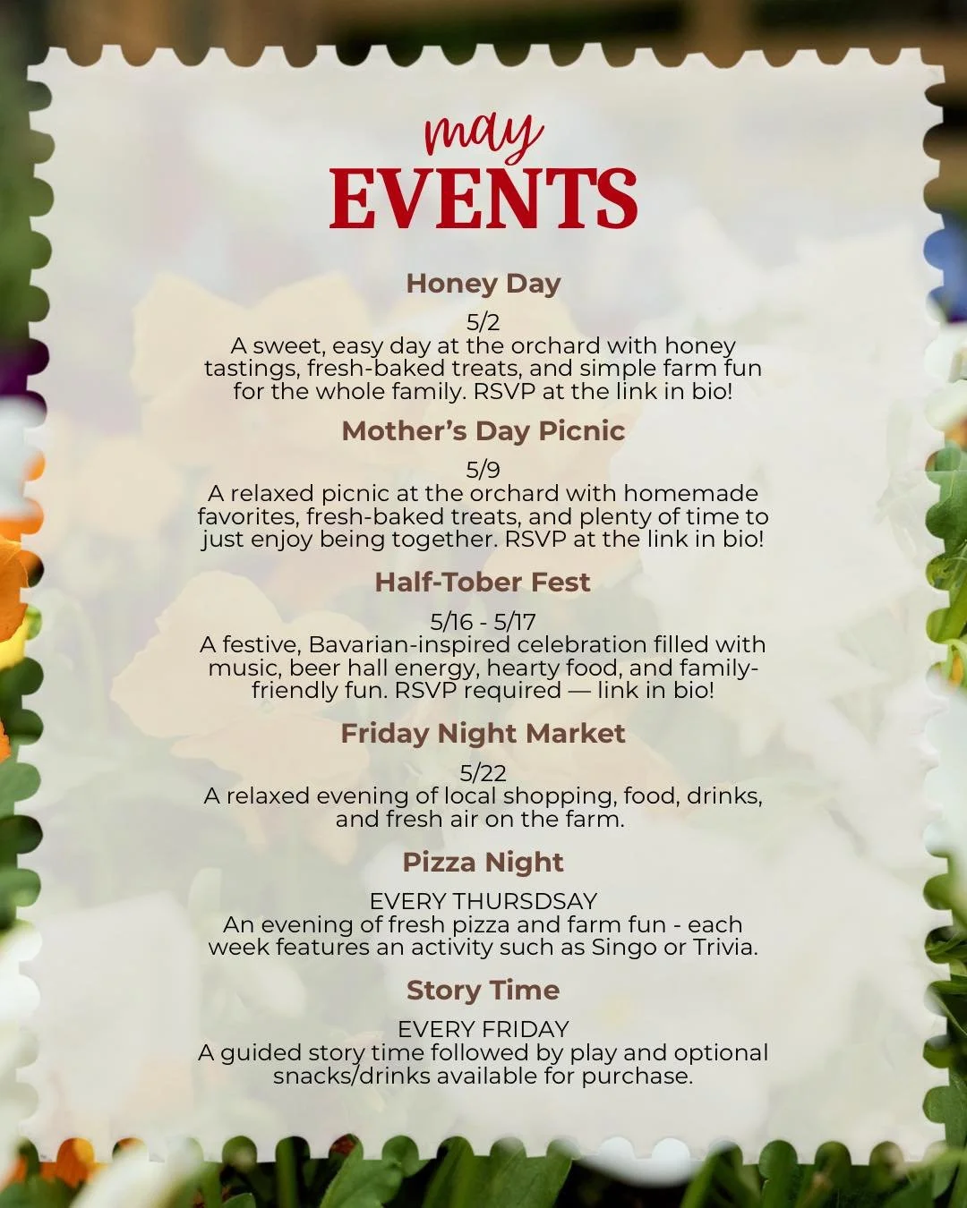 Hello, May! 🌸

Longer days and blooming views - we&rsquo;ve got a month full of events, golden days, and time outside waiting for you at the orchard. Take a look at what&rsquo;s coming up and start planning your next visit. ✨

#BreedensOrchard #MtJu
