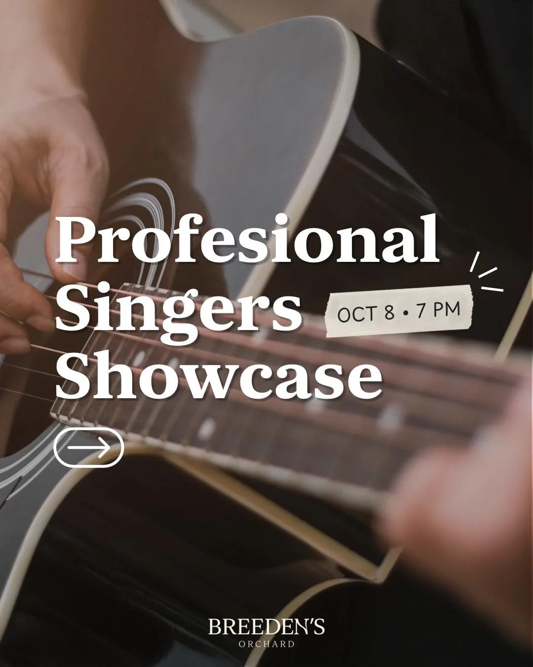 Nashville music, orchard views, and a night under the stars. 🎶✨

Join us October 8 for our Professional Singers Showcase! Four Nashville musicians will take the stage for an intimate evening of original songs and the stories behind them. 🎤

@thewes