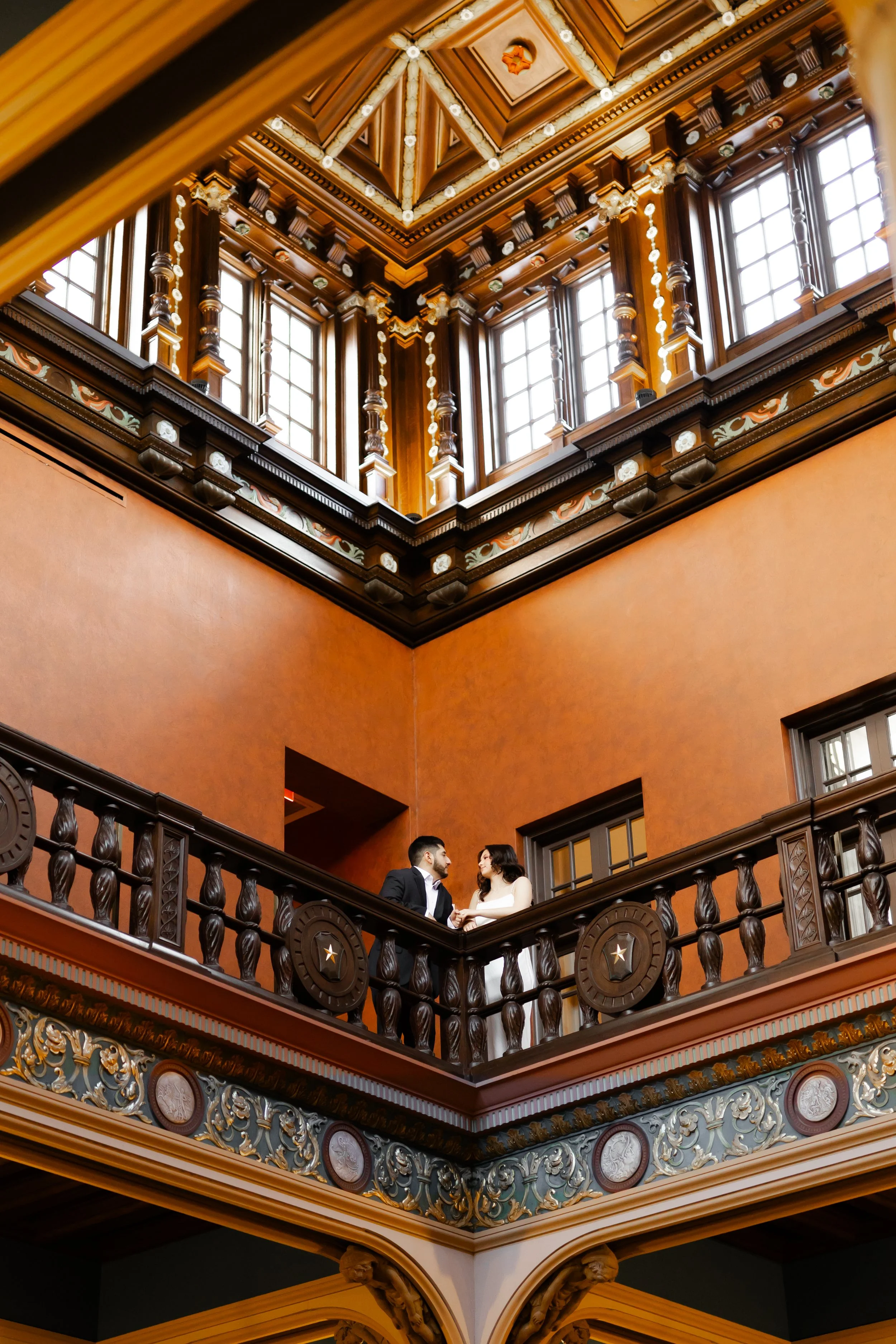 Engagement Photography session at the Julia Ideson Historic Library building in Downtown Houston, Texas, a romantic engagement session by Wild Ivy Creative Photography captured in an elegant and elevated way