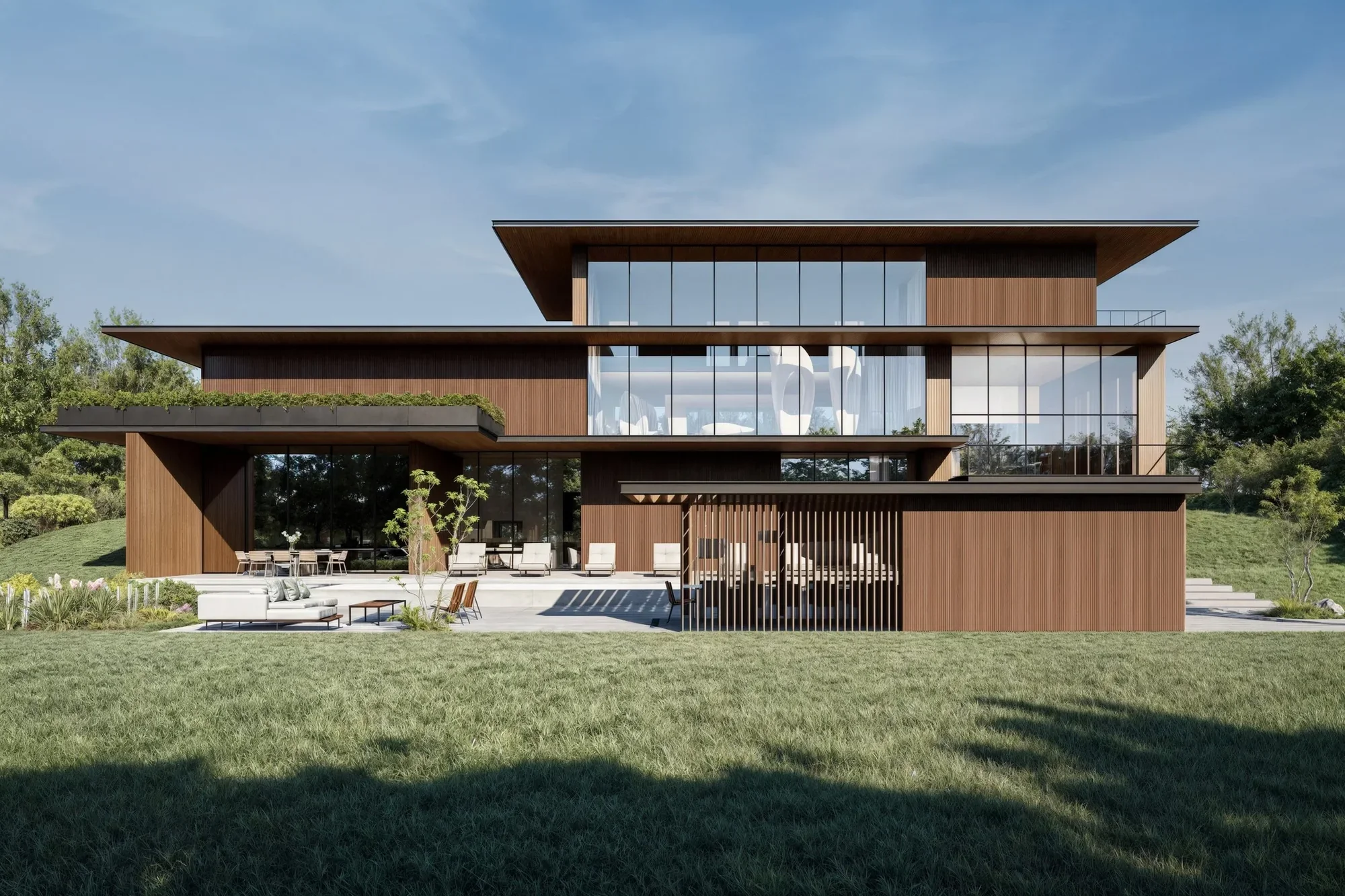 Forest house interior view architectural design by Vidastudio