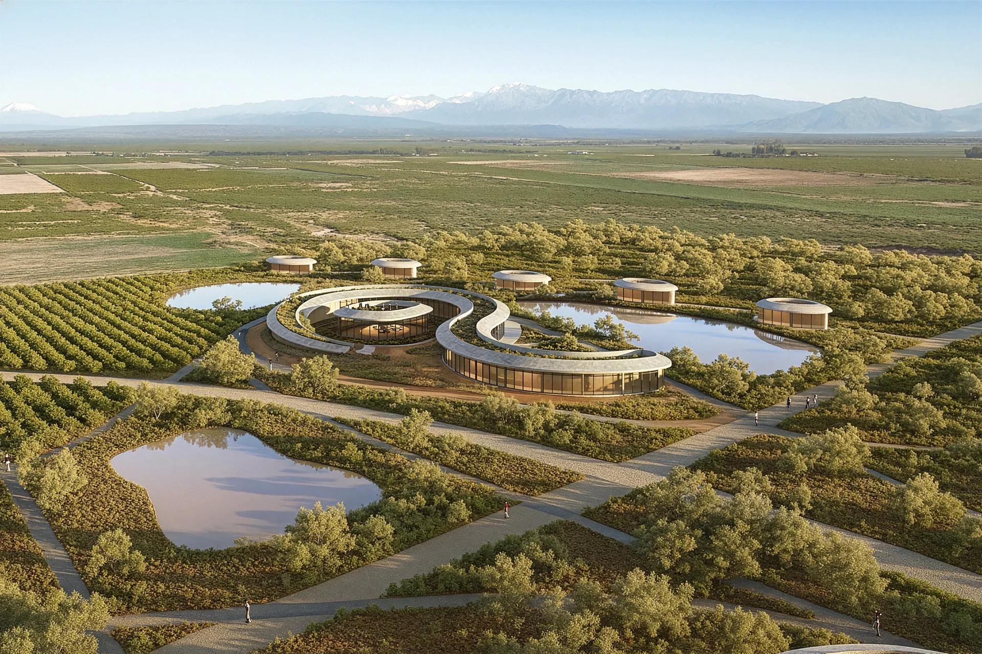 UCO Deus Wine Hotel modern circular architecture surrounded by vineyards Mendoza Argentina