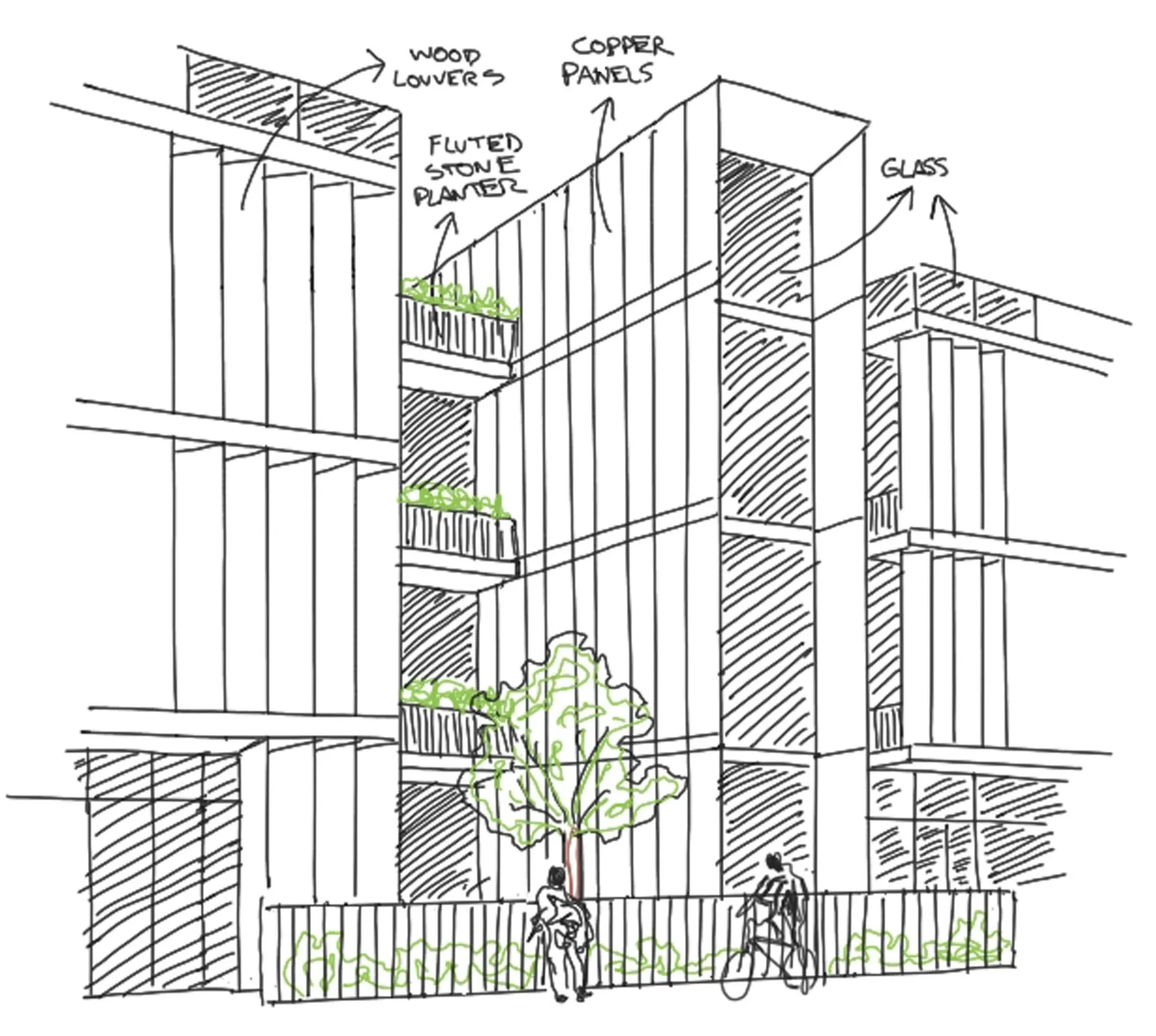 Conceptual sketch of Coppergate Residences